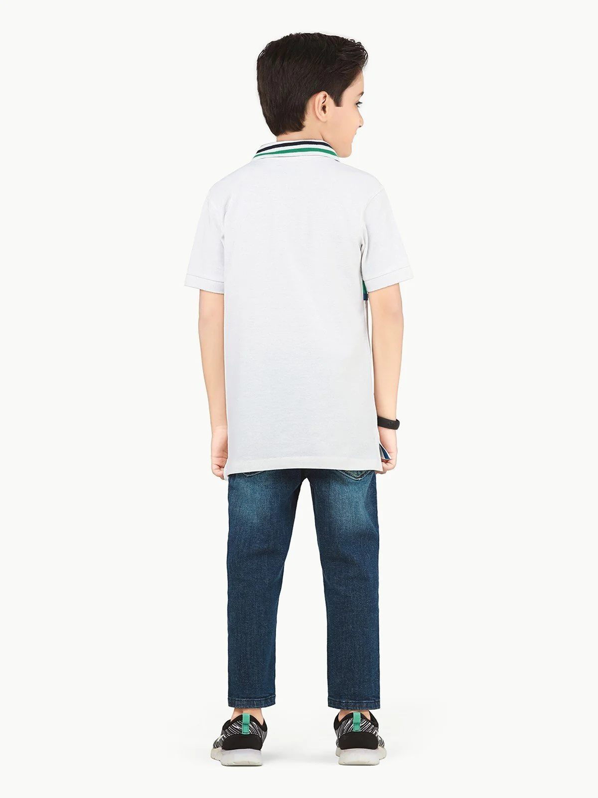 Boy's White & Green Polo Shirt - EBTPS22-012 - Image 4
