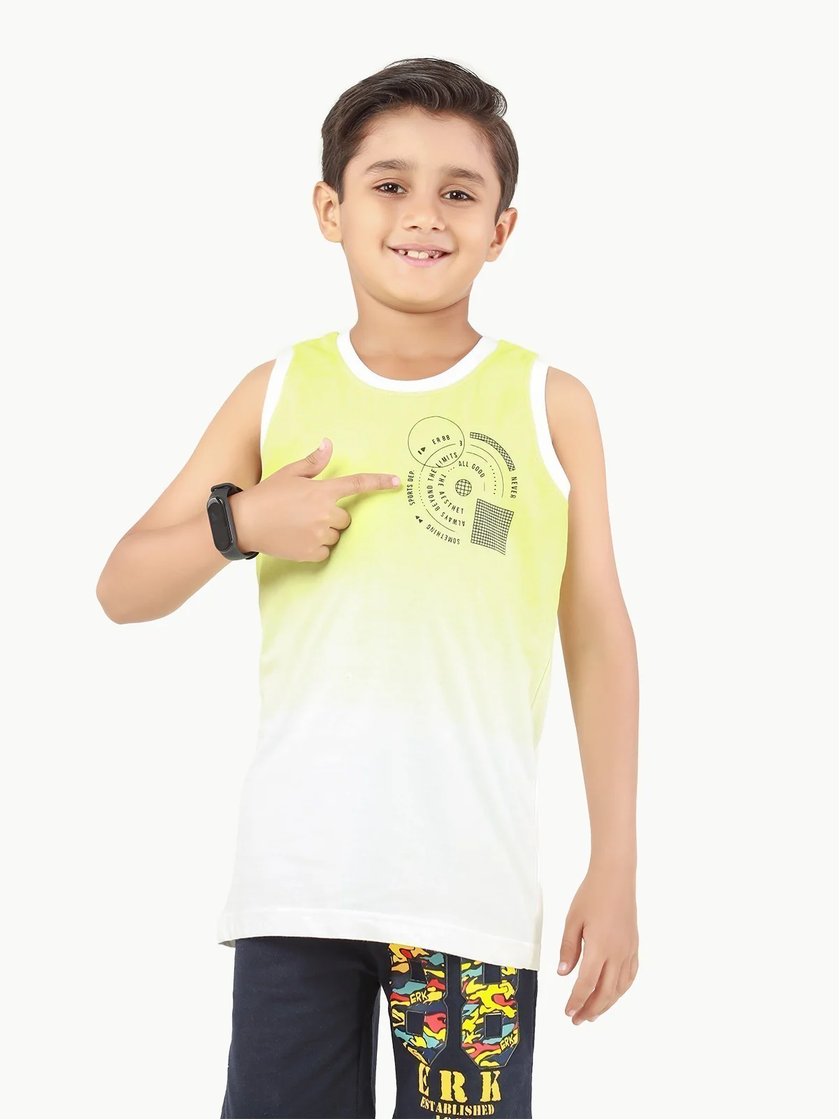 Boy's White & Green Tank Top - EBTT22-011 - Image 7