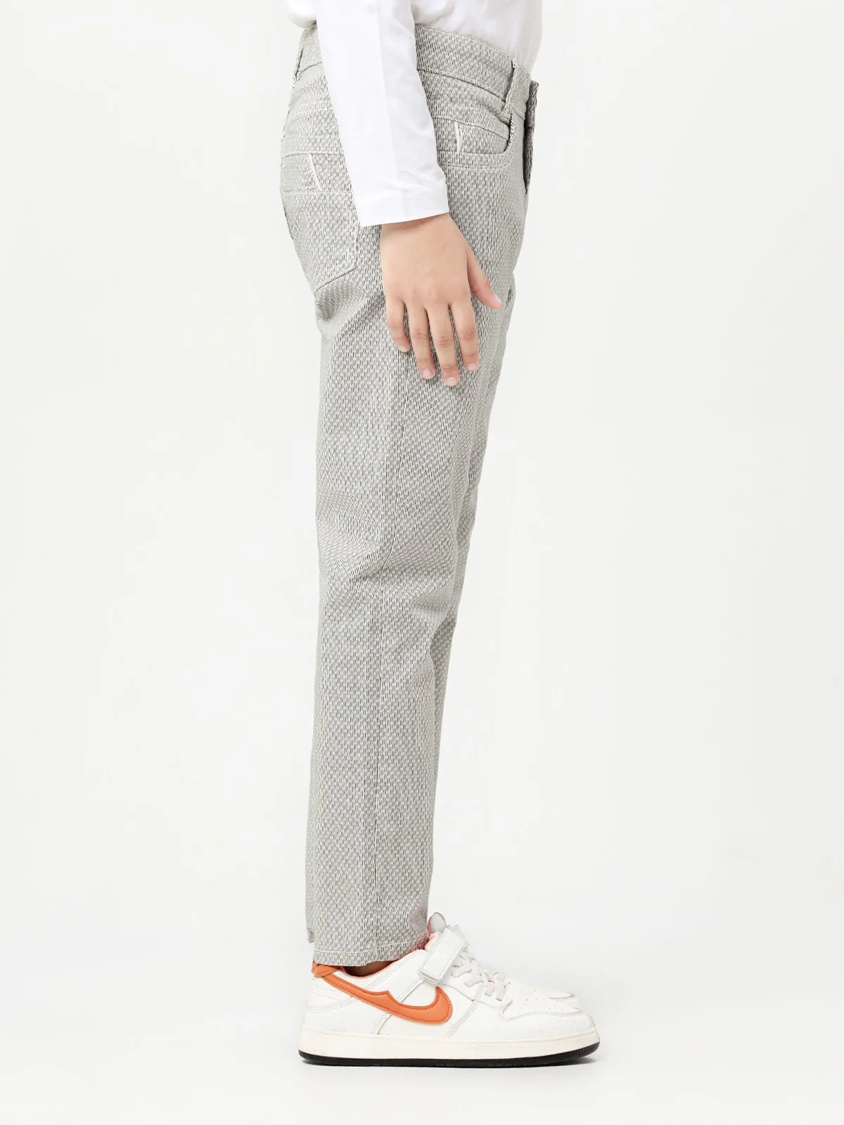 Boy's White & Grey Chino Pant - EBBCP23-028 - Image 3