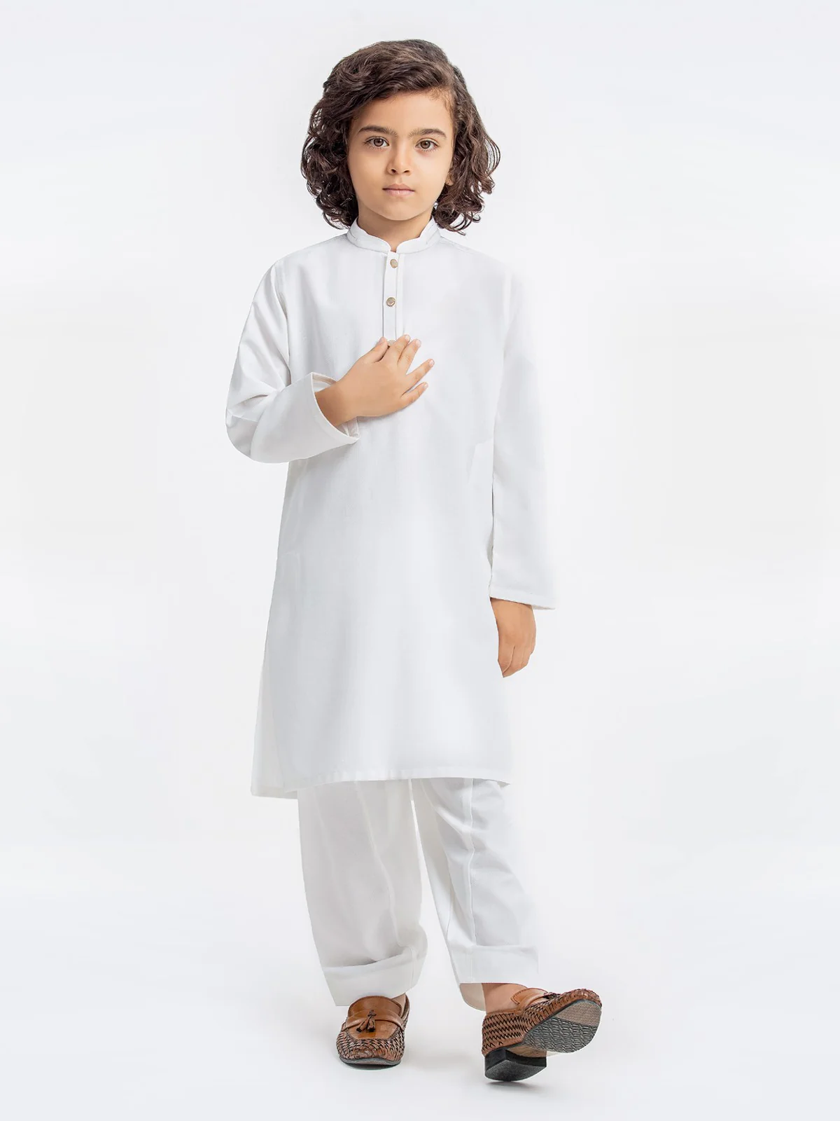 Boy's White Kurta Shalwar - EBTKS23-3870 - Image 3