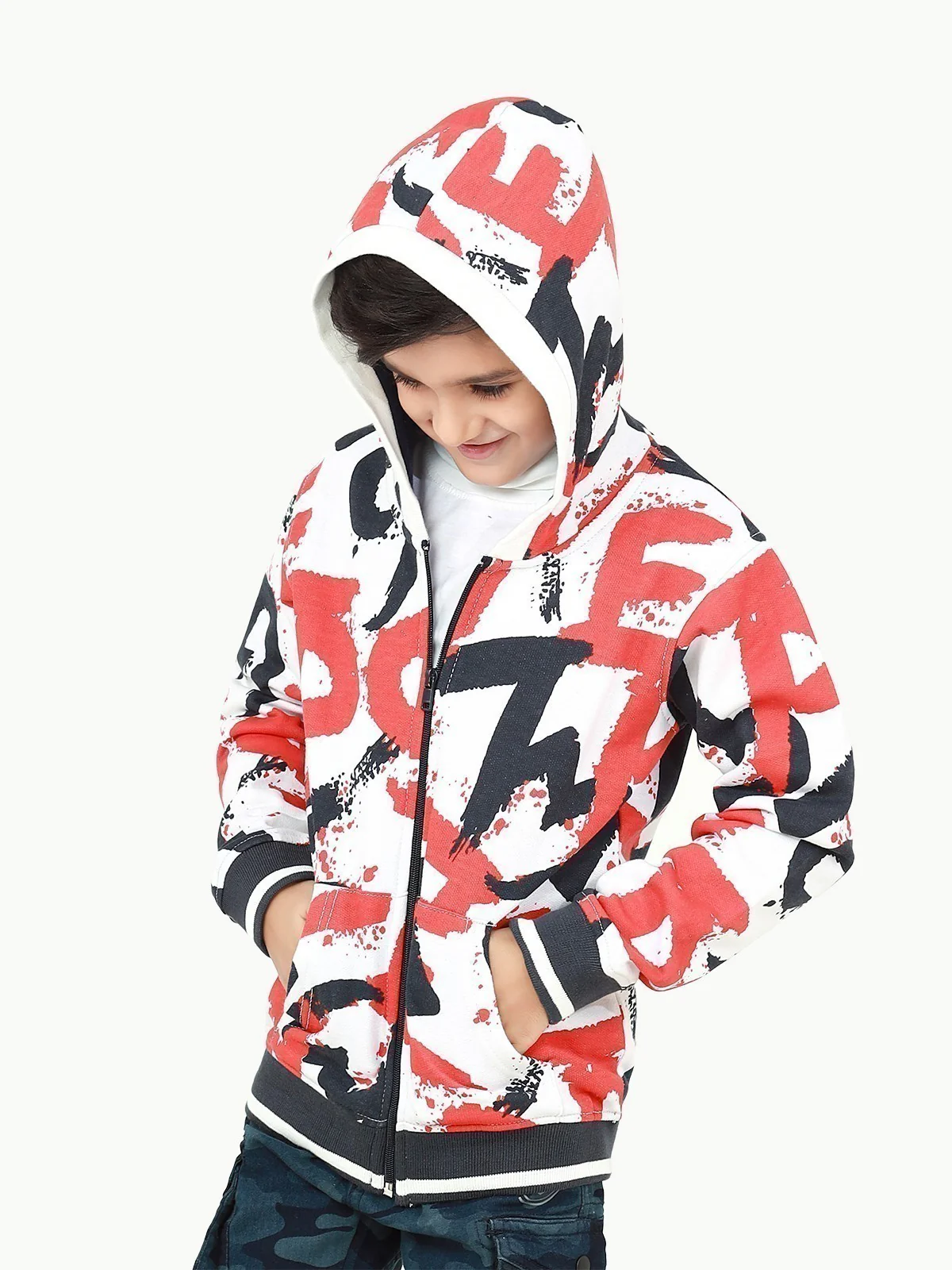 Boy's White Multi Hoodie - EBTH22-018 - Image 4