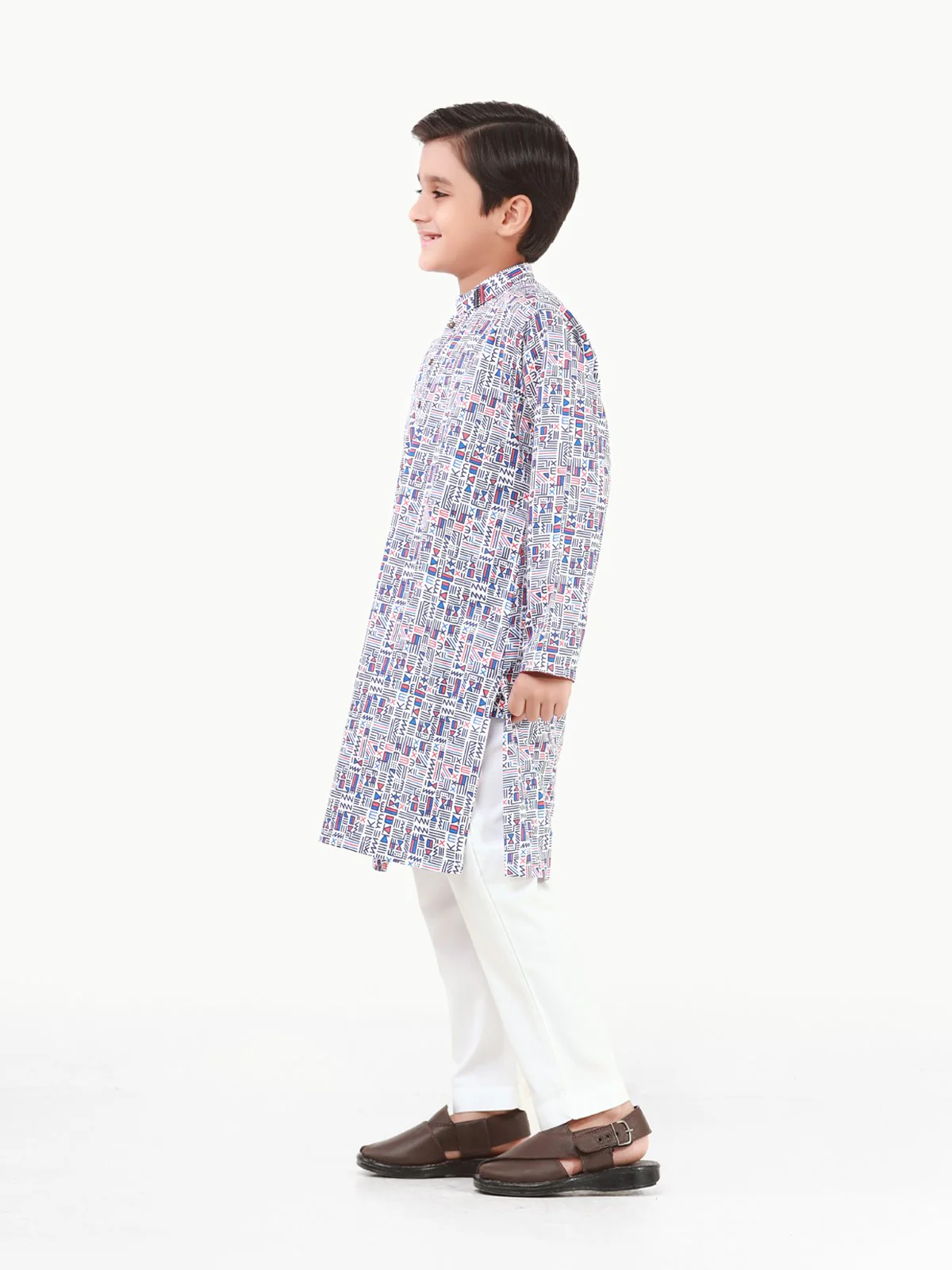 Boy's White Multi Kurta - EBTK22-3840 - Image 3