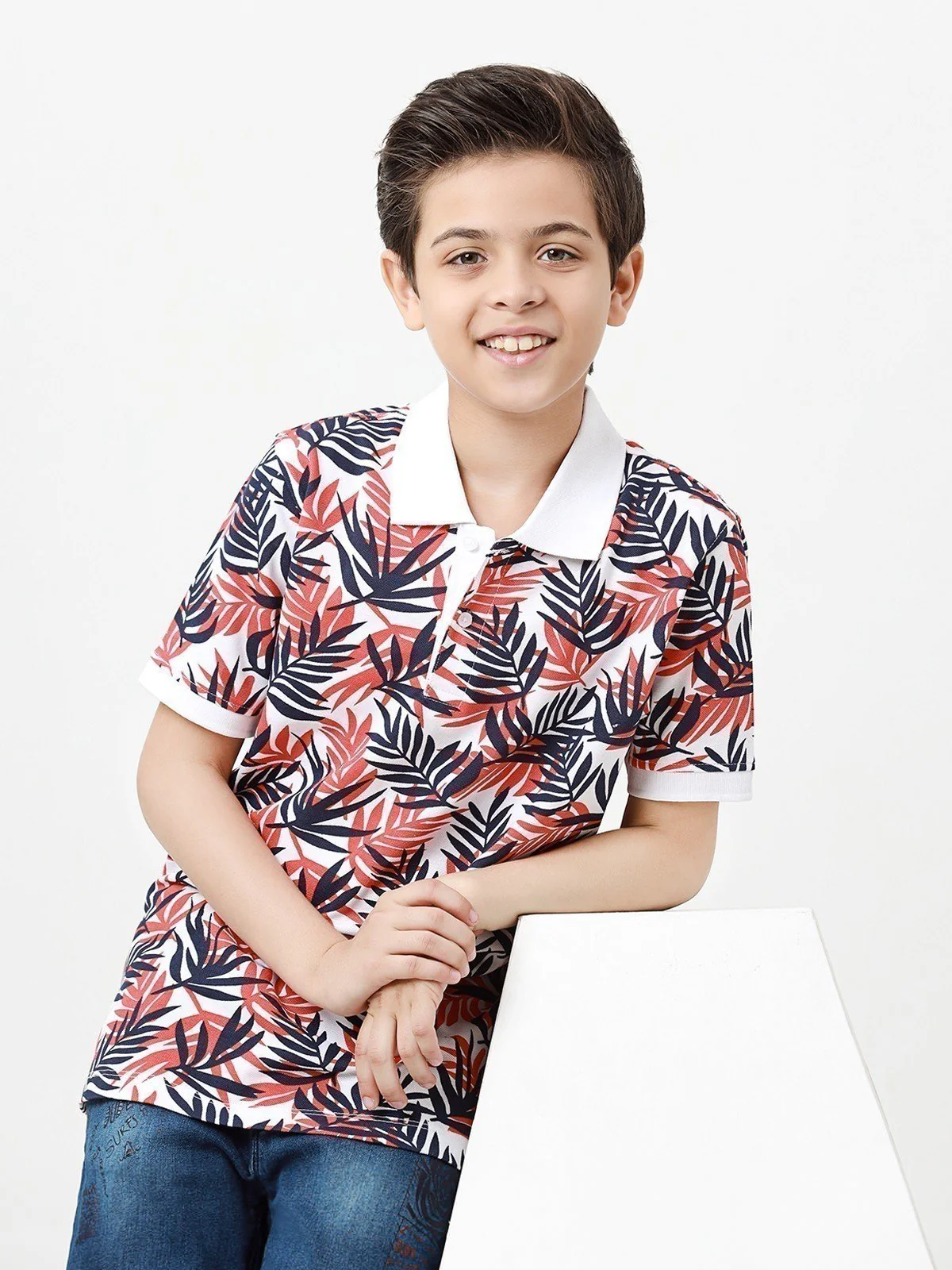Boy's White Multi Polo Shirt - EBTPS23-025 - Image 2