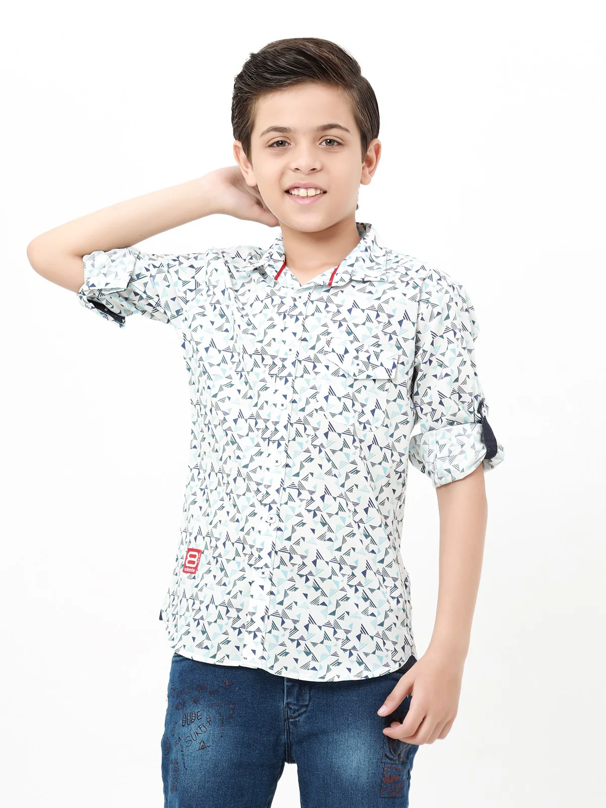 Boy's White & Navy Shirt - EBTS22-27457 - Image 2