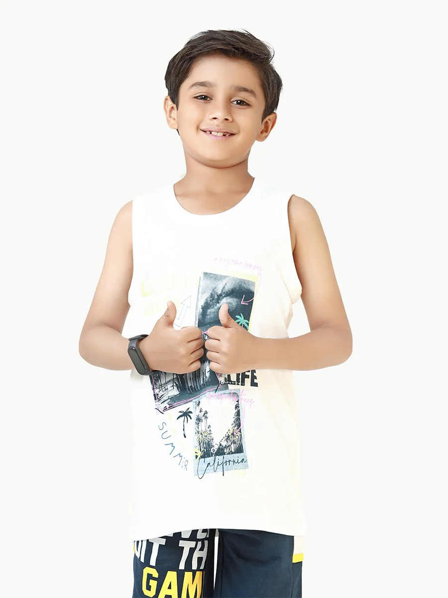 Boy's White Tank Top - EBTT22-012 - Image 2