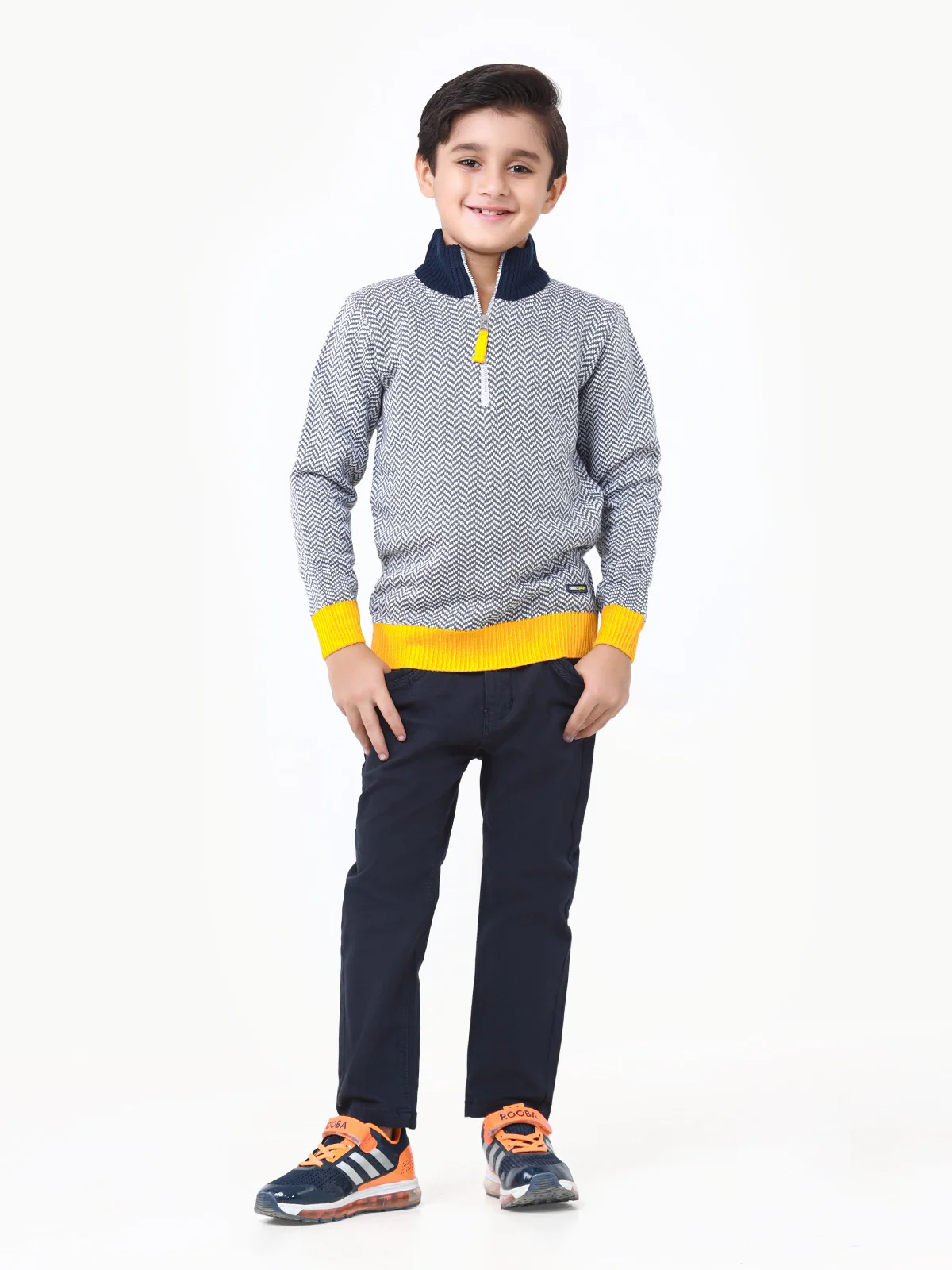 Boy's White & Yellow Sweater - EBTSWT22-014 - Image 2