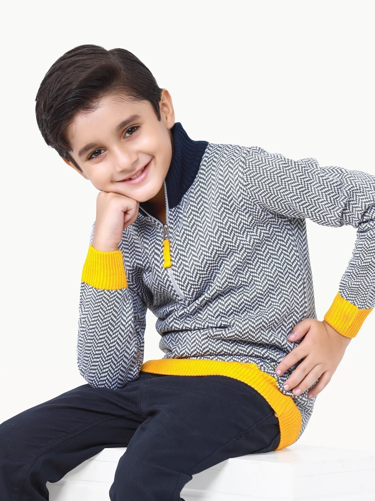Boy's White & Yellow Sweater - EBTSWT22-014 - Image 5