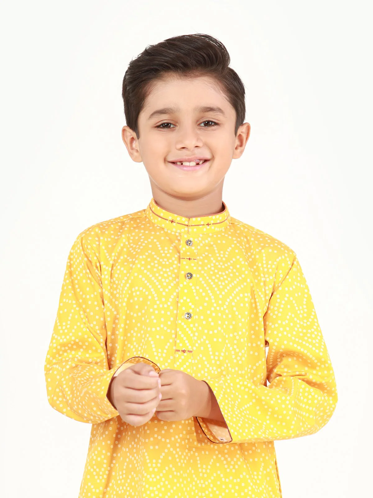 Boy's Yellow Kurta - EBTK22-3836 - Image 2