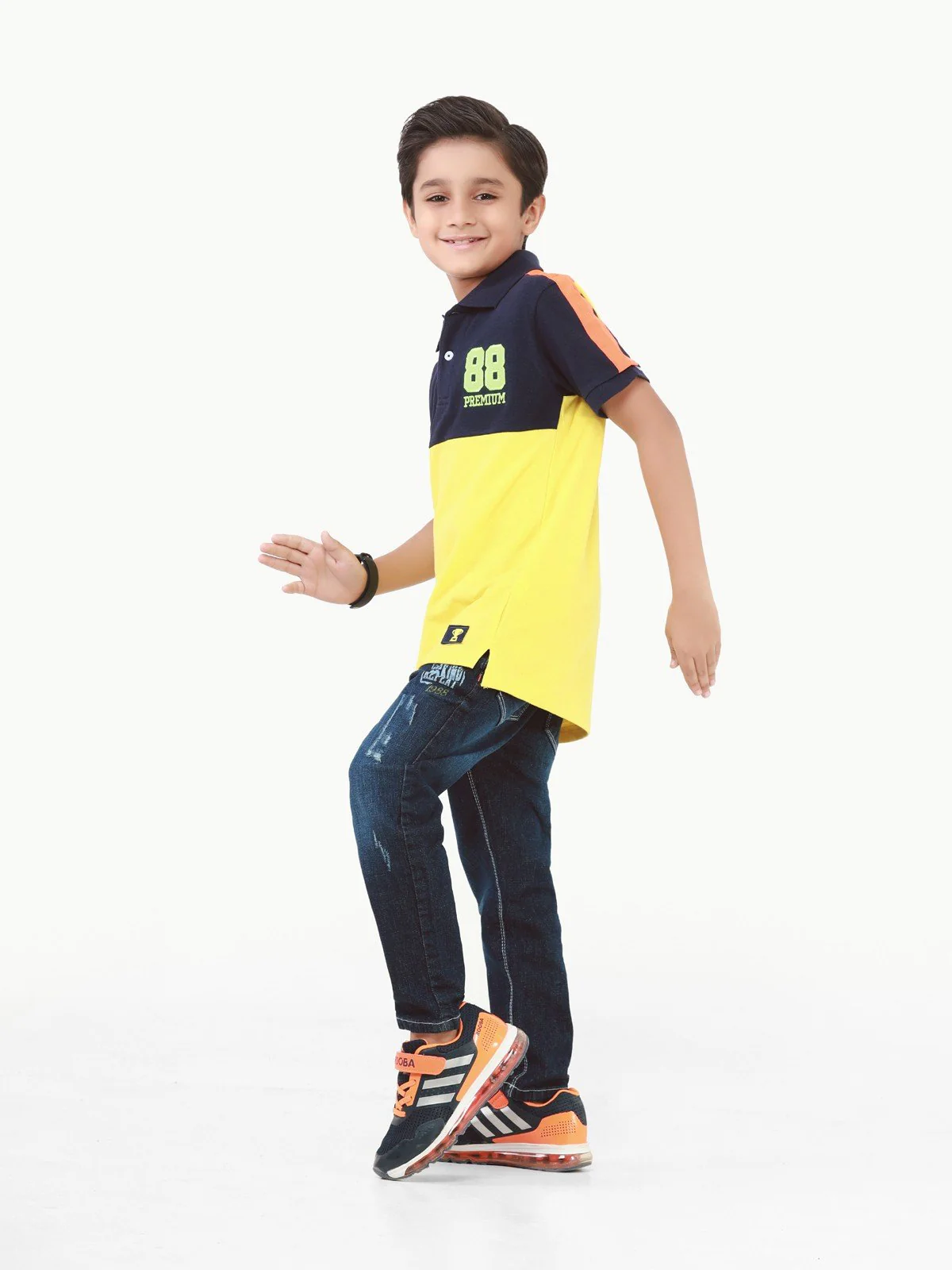 Boy's Yellow & Navy Polo Shirt - EBTPS22-001 - Image 3