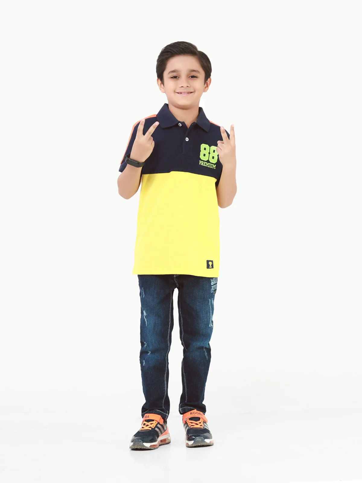 Boy's Yellow & Navy Polo Shirt - EBTPS22-001 - Image 7