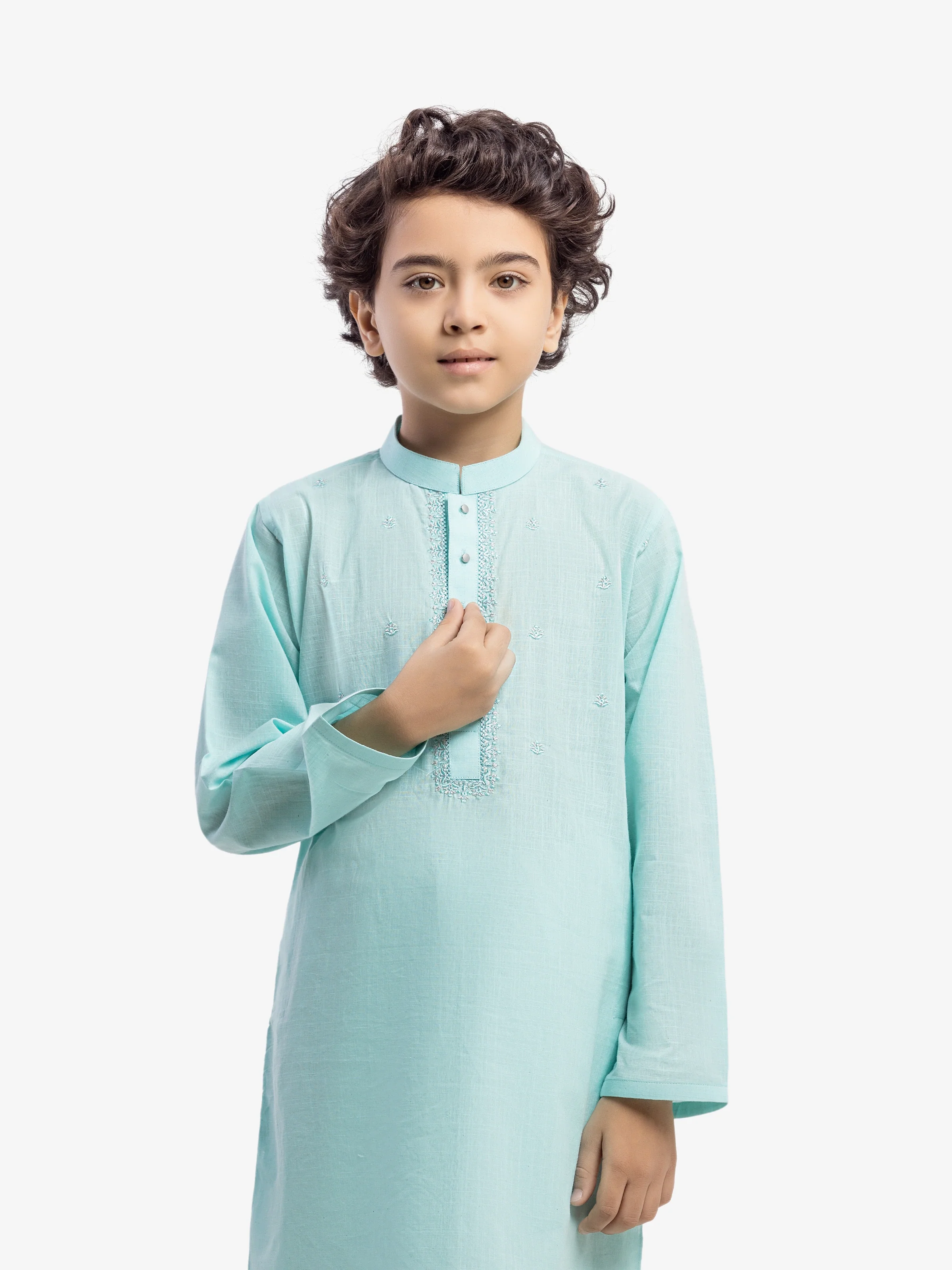 Boy's Aqua Kurta - EBTK5-4056 - Image 2