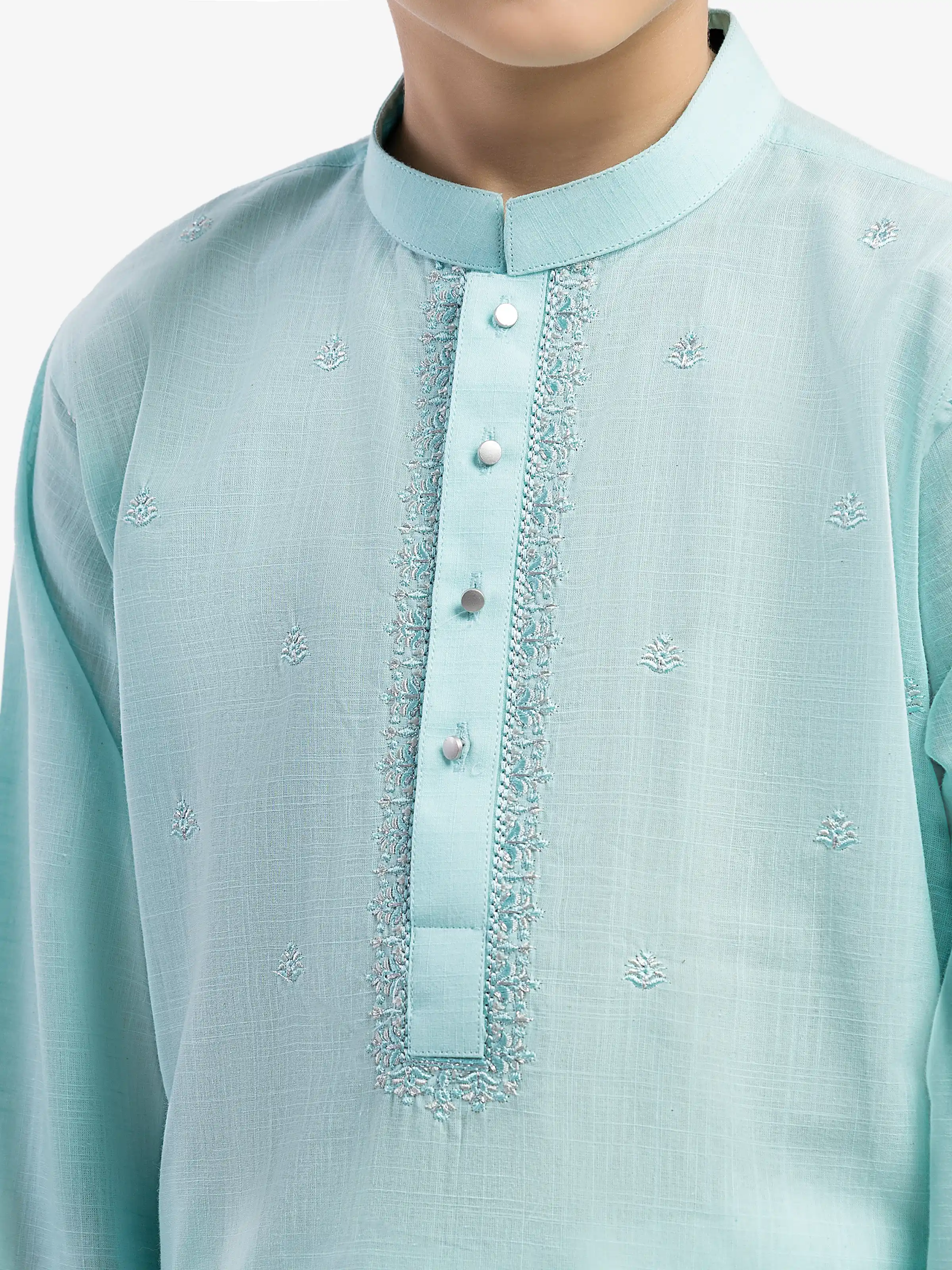 Boy's Aqua Kurta - EBTK5-4056 - Image 3