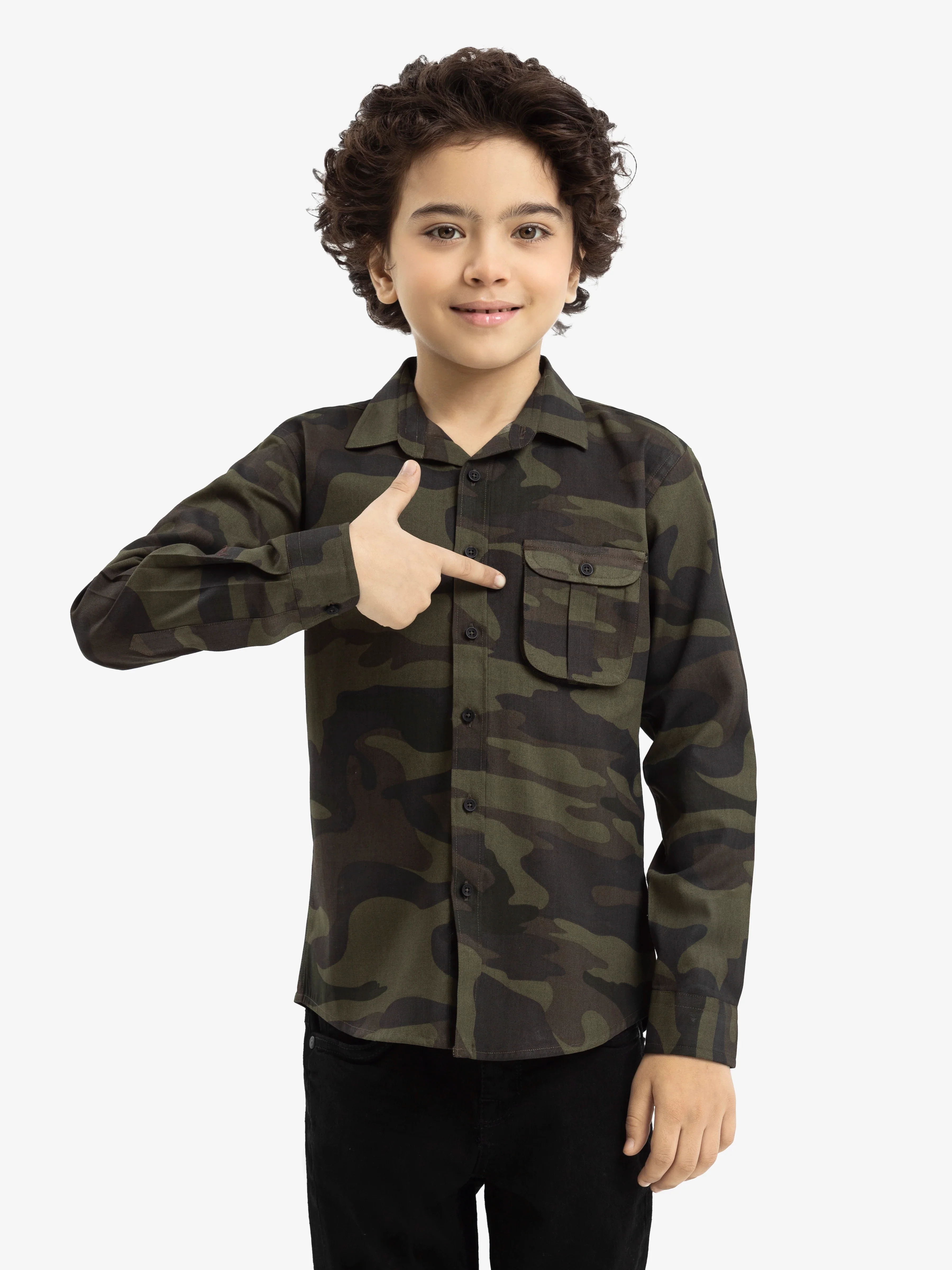 Boy's Army Green Shirt - EBTS24-27566 - Image 2