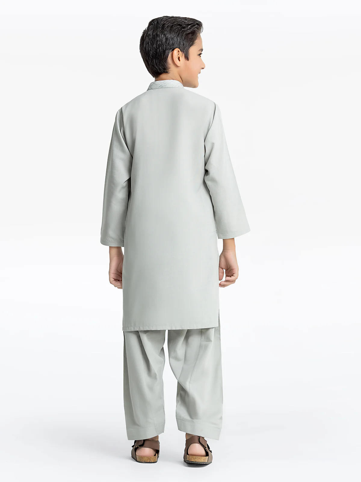Boy's Ash Grey Kurta Shalwar - EBTKS24-3958 - Image 5