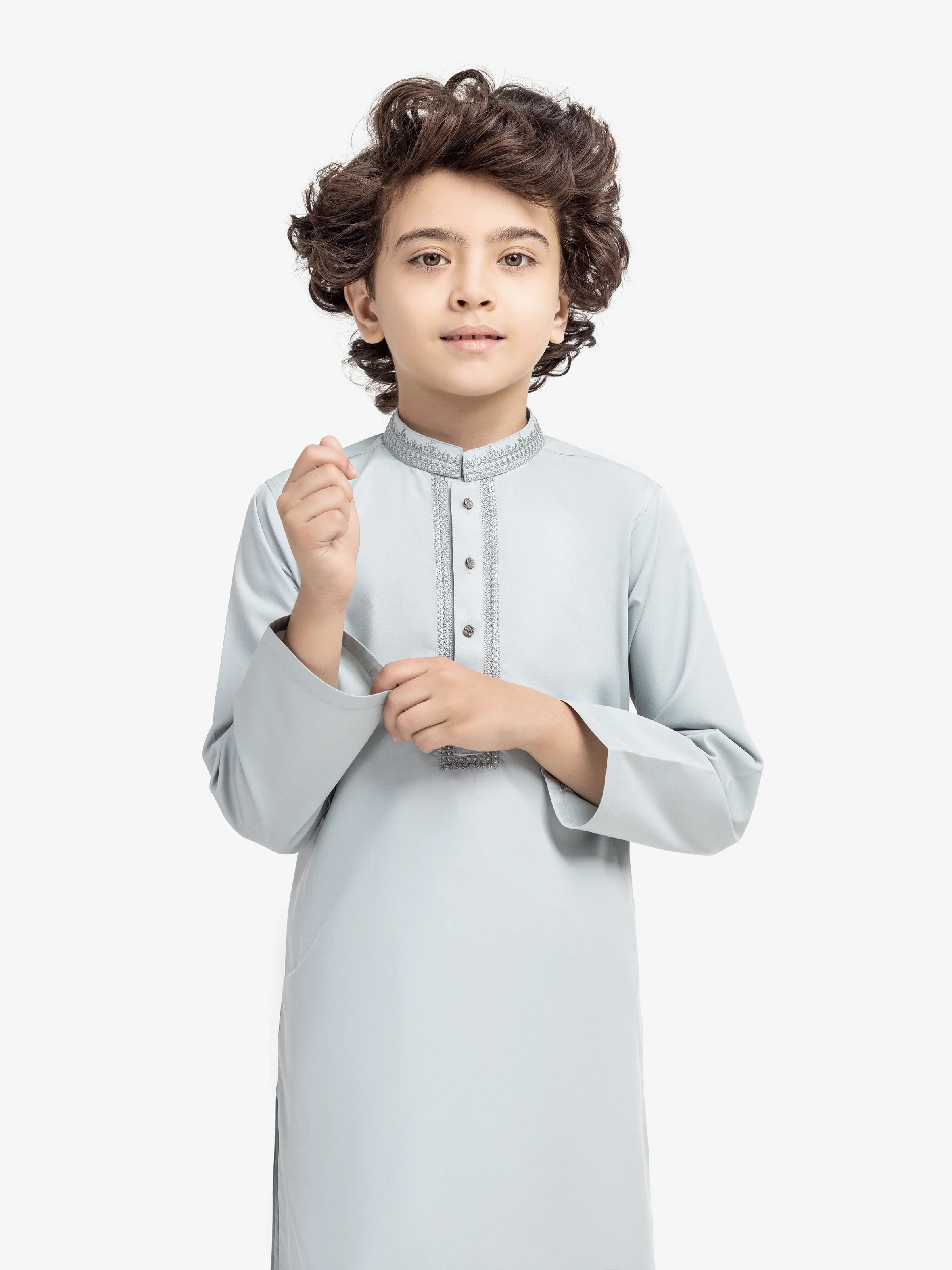 Boy's Ash Grey Kurta Shalwar - EBTKS5-4020 - Image 2