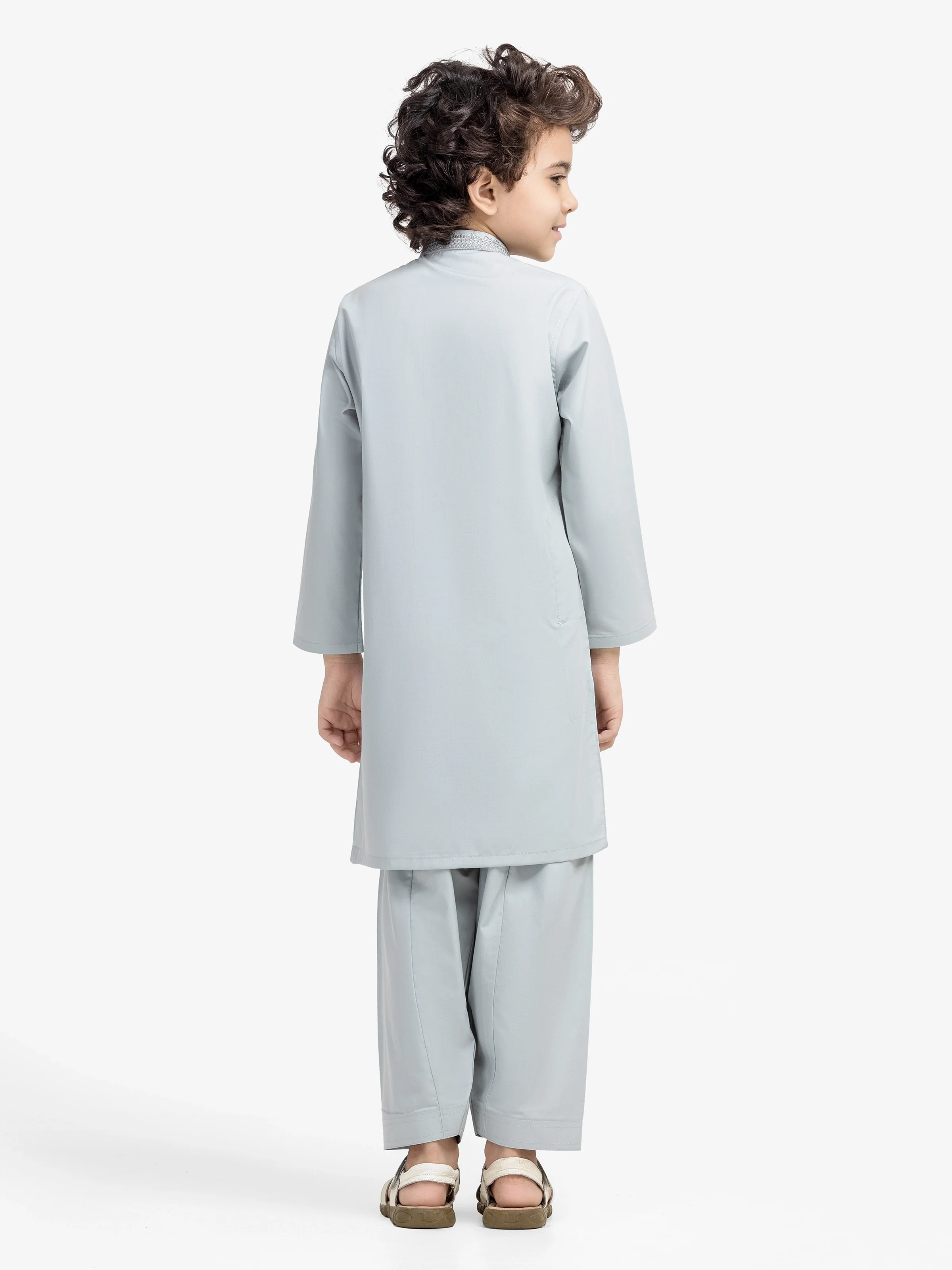 Boy's Ash Grey Kurta Shalwar - EBTKS5-4020 - Image 5