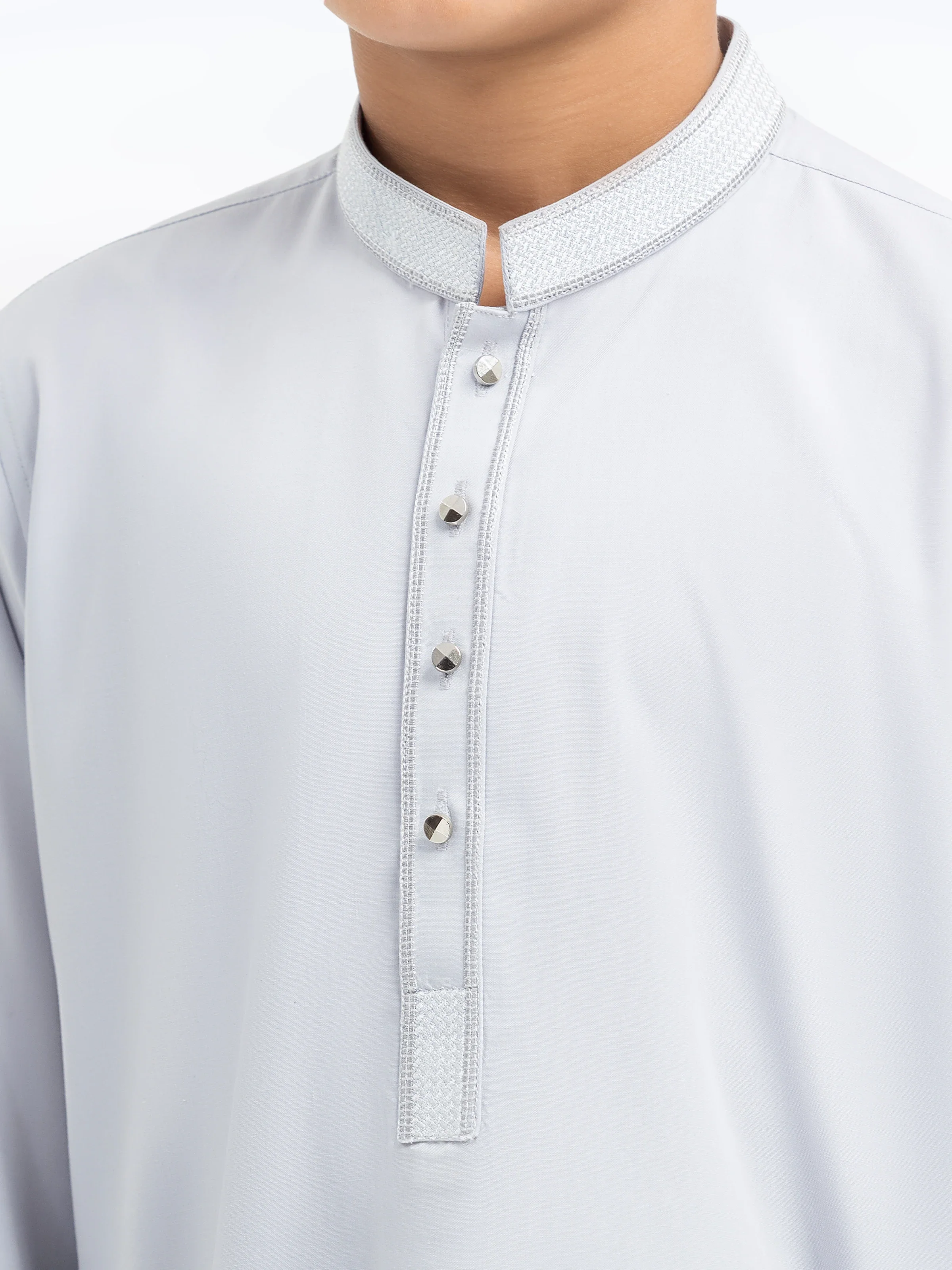 Boy's Ash Grey Kurta Shalwar - EBTKS5-4021 - Image 5