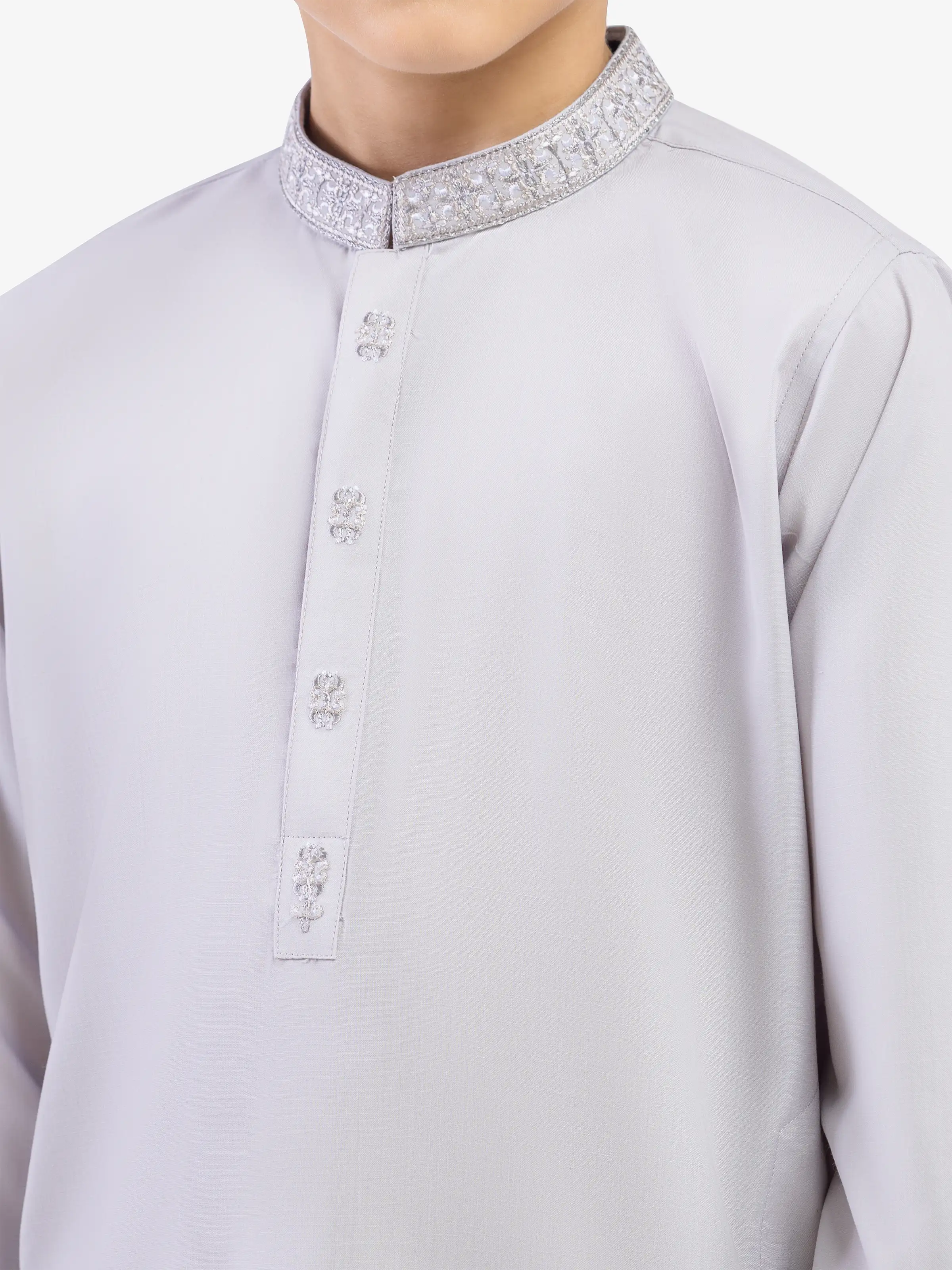 Boy's Ash Grey Kurta Shalwar - EBTKS5-4042 - Image 3