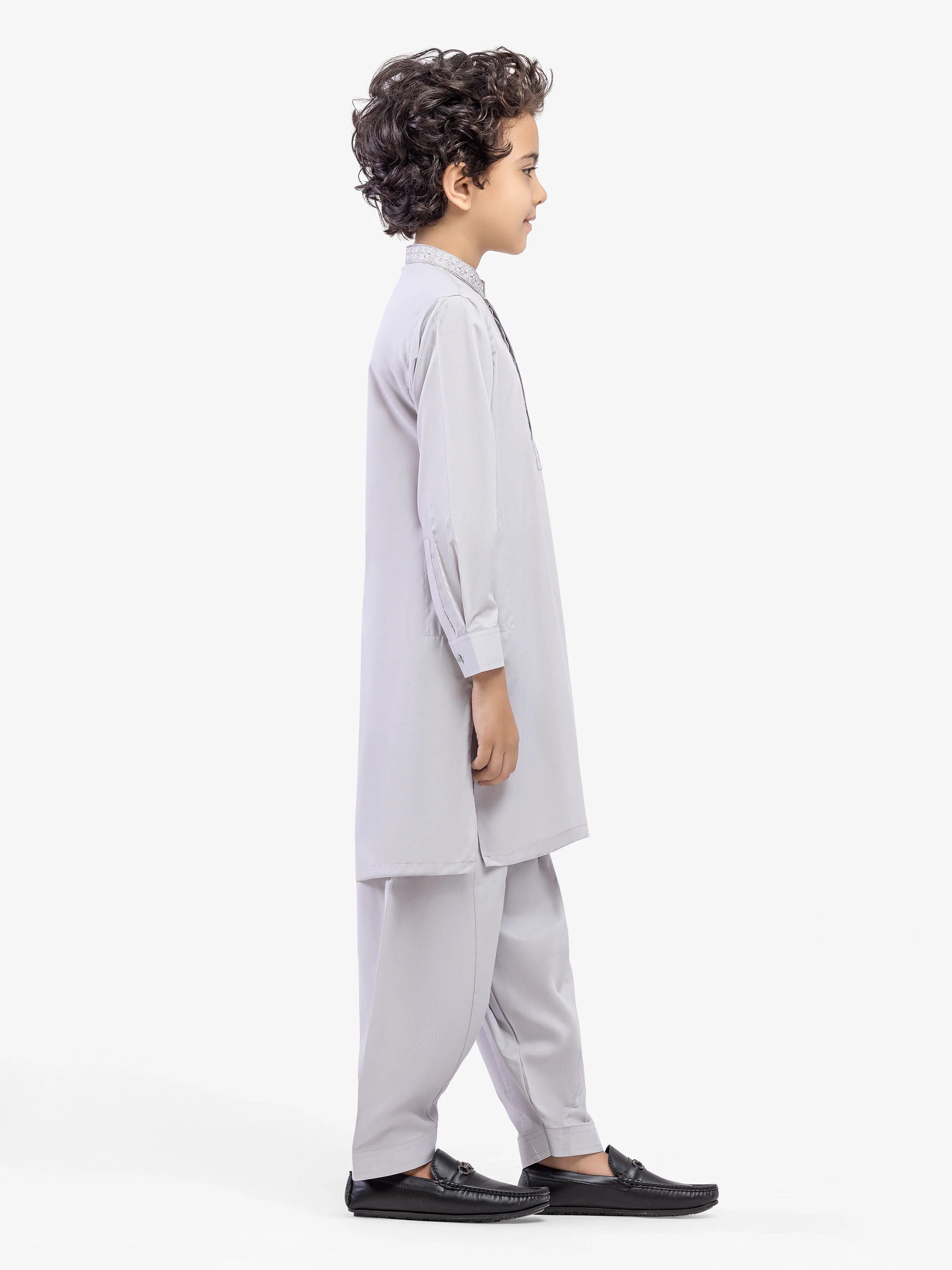 Boy's Ash Grey Kurta Shalwar - EBTKS5-4042 - Image 4