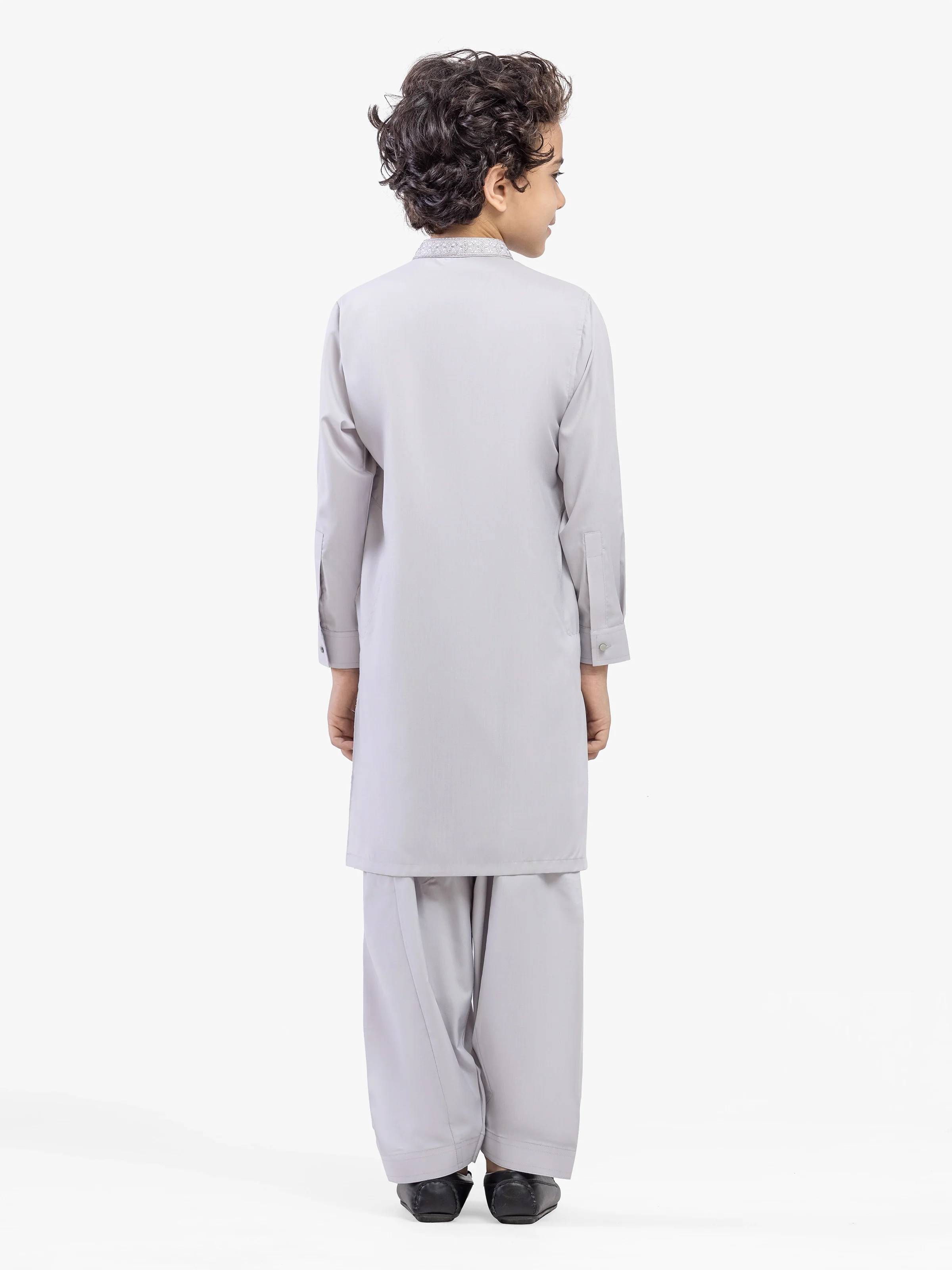 Boy's Ash Grey Kurta Shalwar - EBTKS5-4042 - Image 5