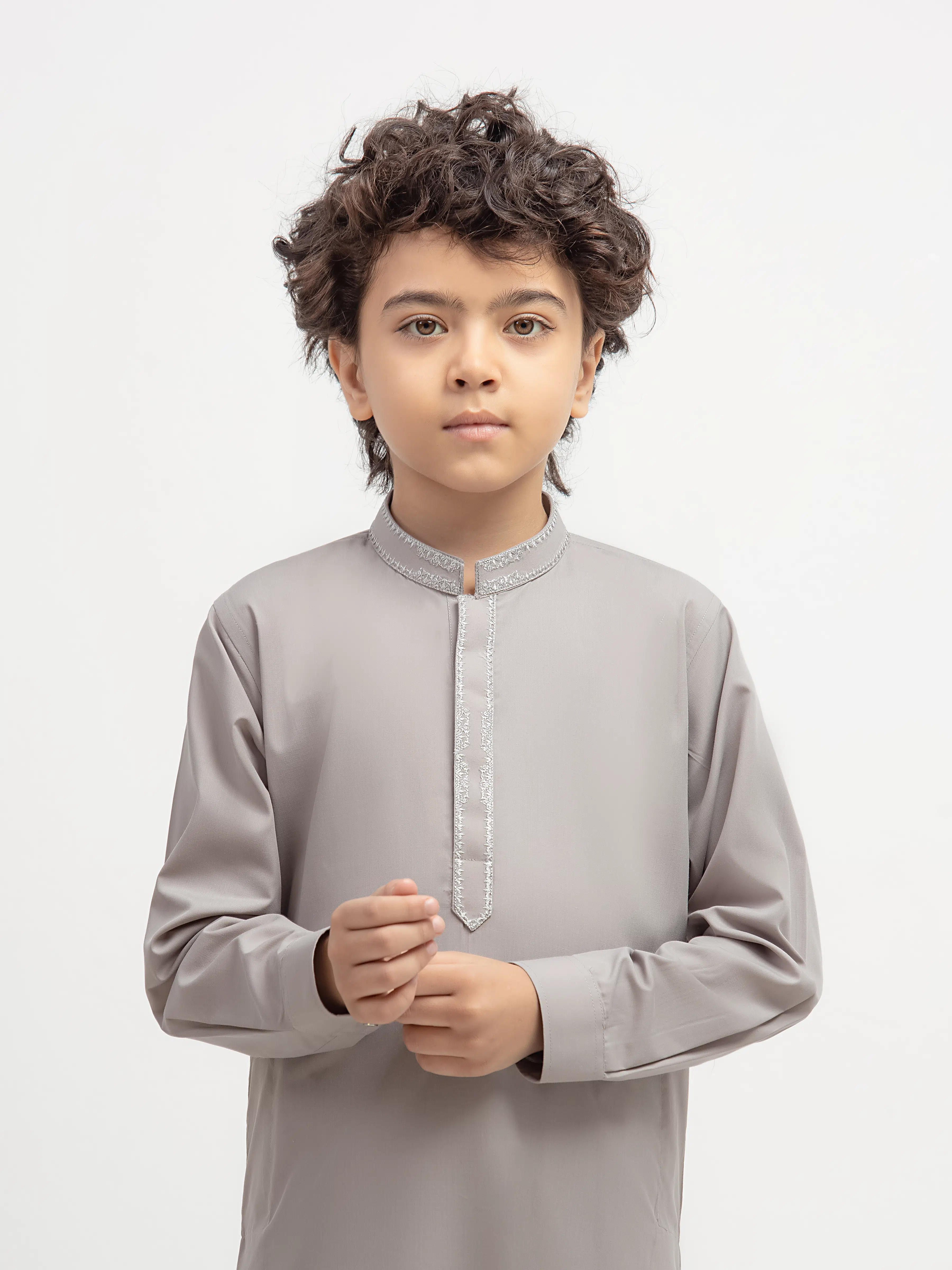 Boy's Ash Grey Kurta Shalwar - EBTKS5-4065 - Image 3
