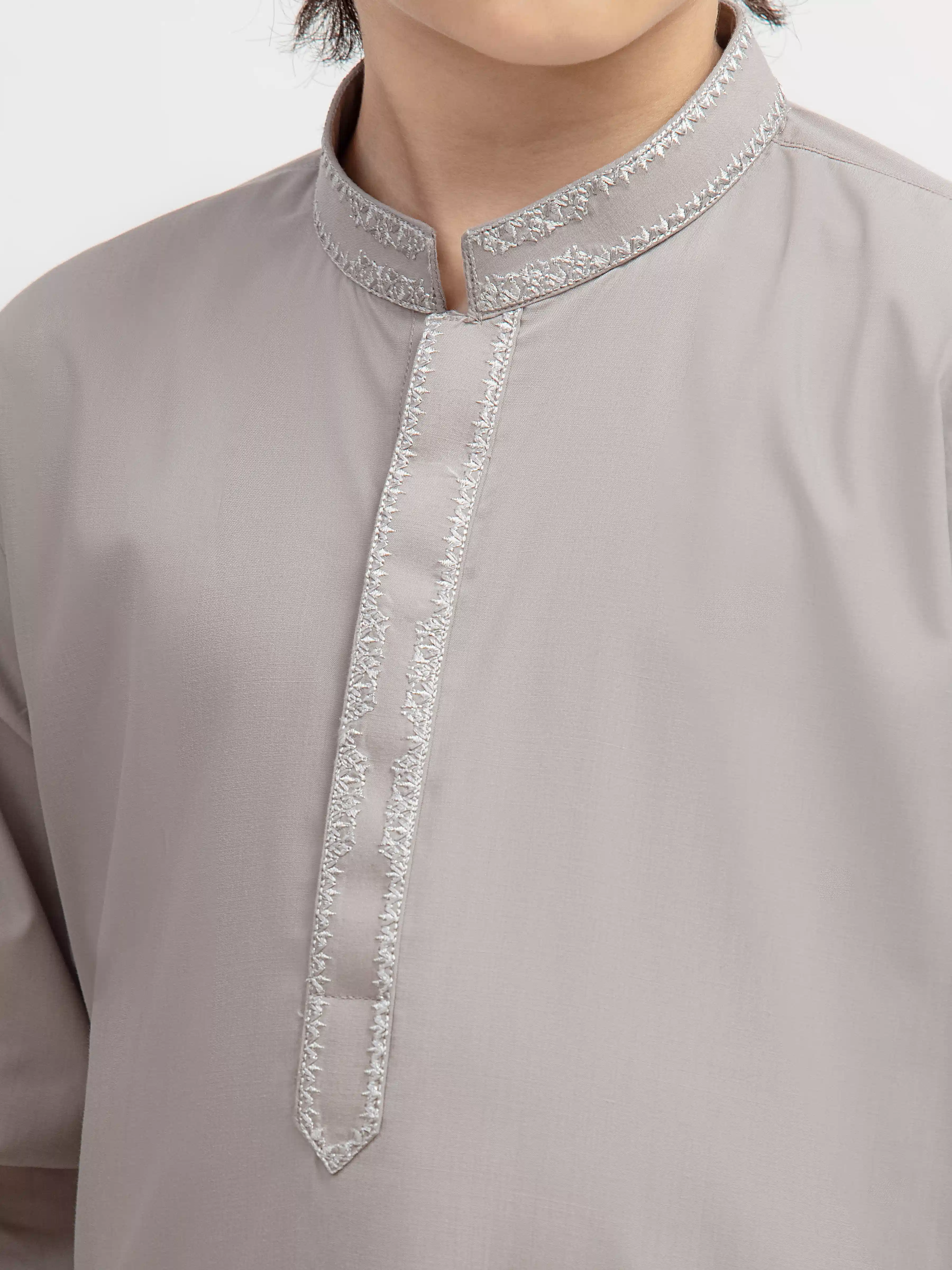 Boy's Ash Grey Kurta Shalwar - EBTKS5-4065 - Image 4