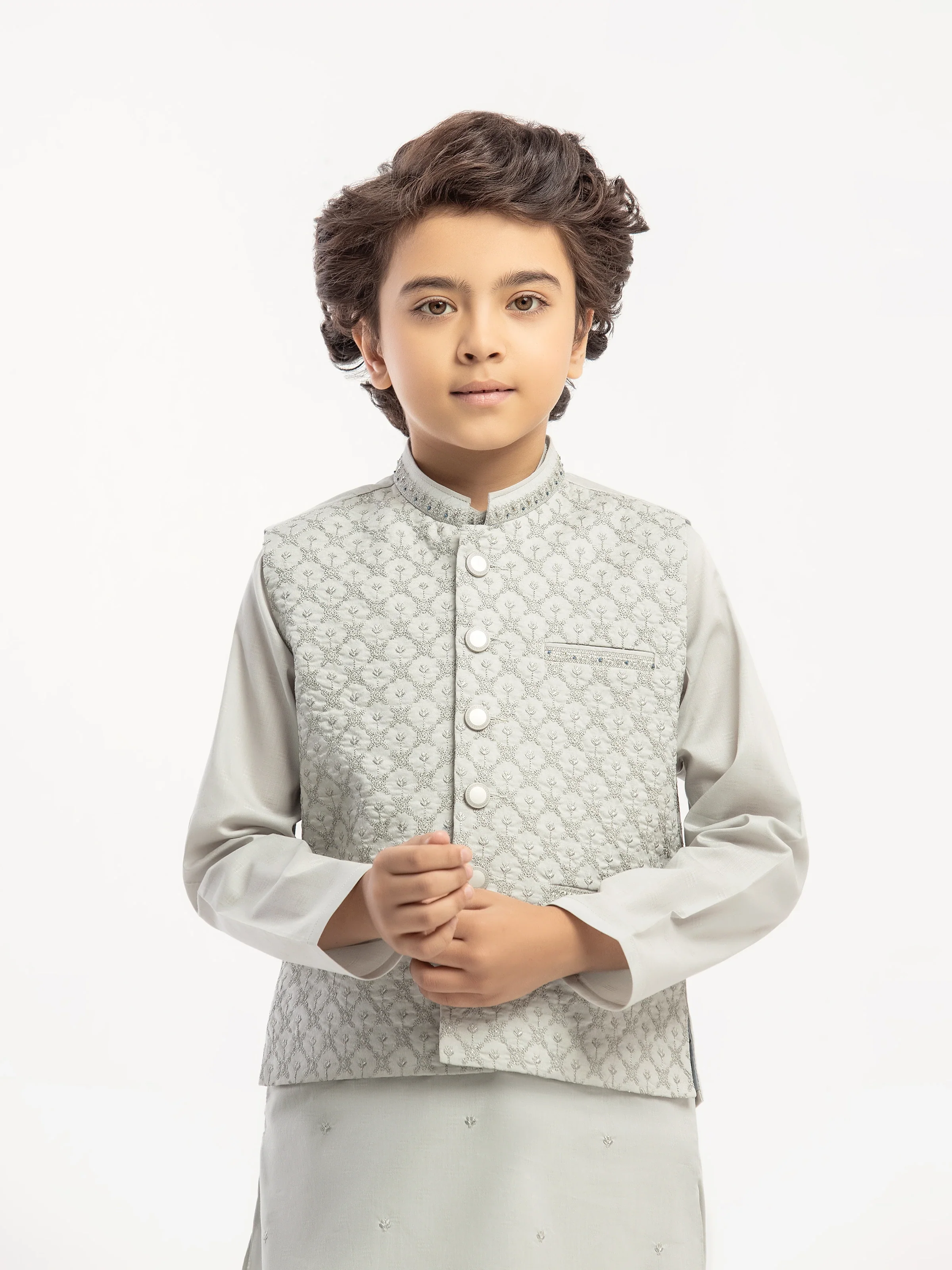 Boy's Ash Grey Waist Coat Suit - EBTWCSC5-058 - Image 2