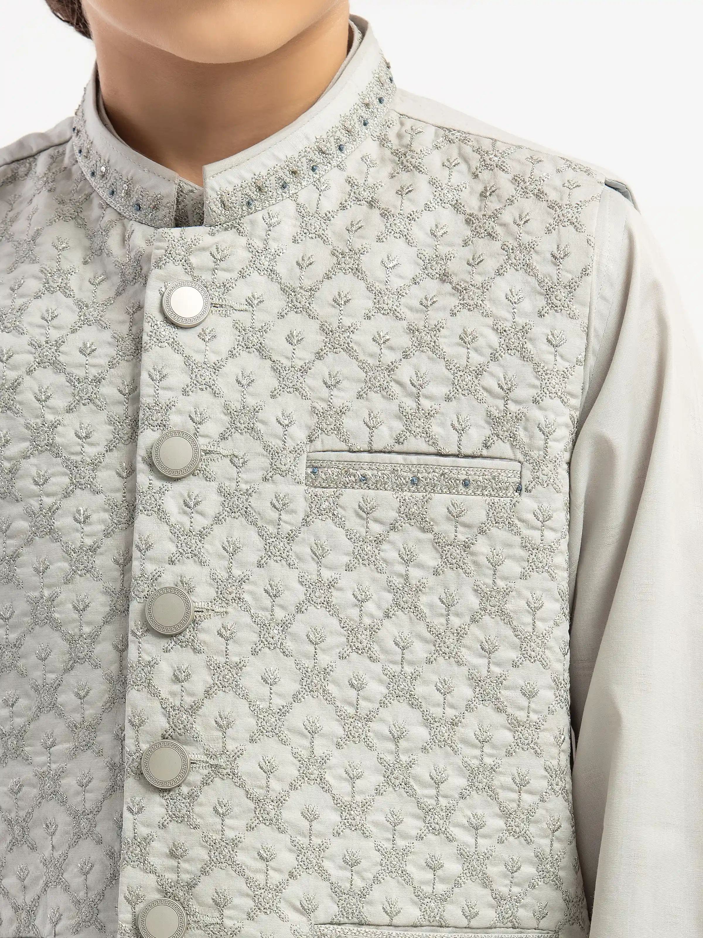 Boy's Ash Grey Waist Coat Suit - EBTWCSC5-058 - Image 3