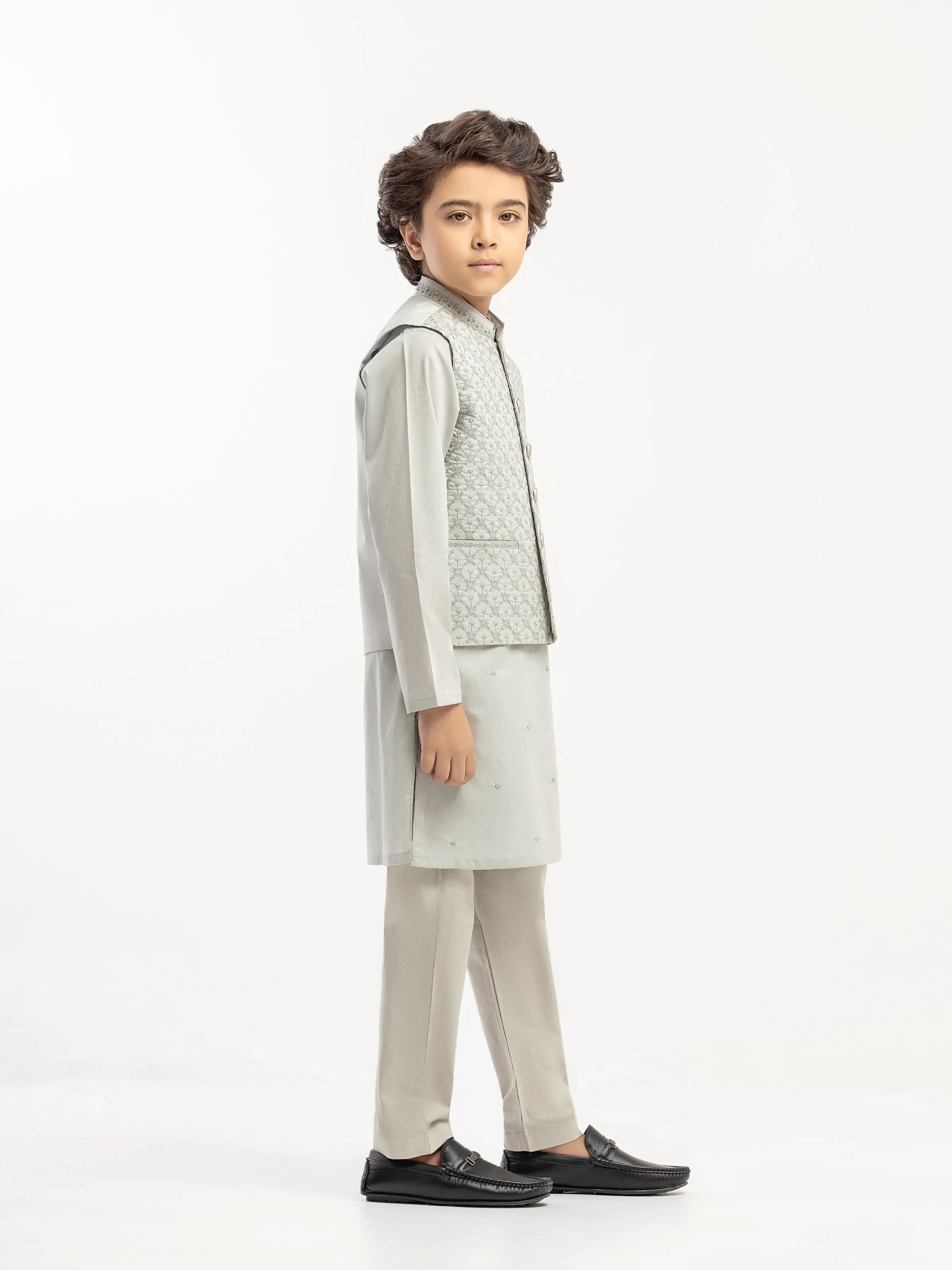 Boy's Ash Grey Waist Coat Suit - EBTWCSC5-058 - Image 4