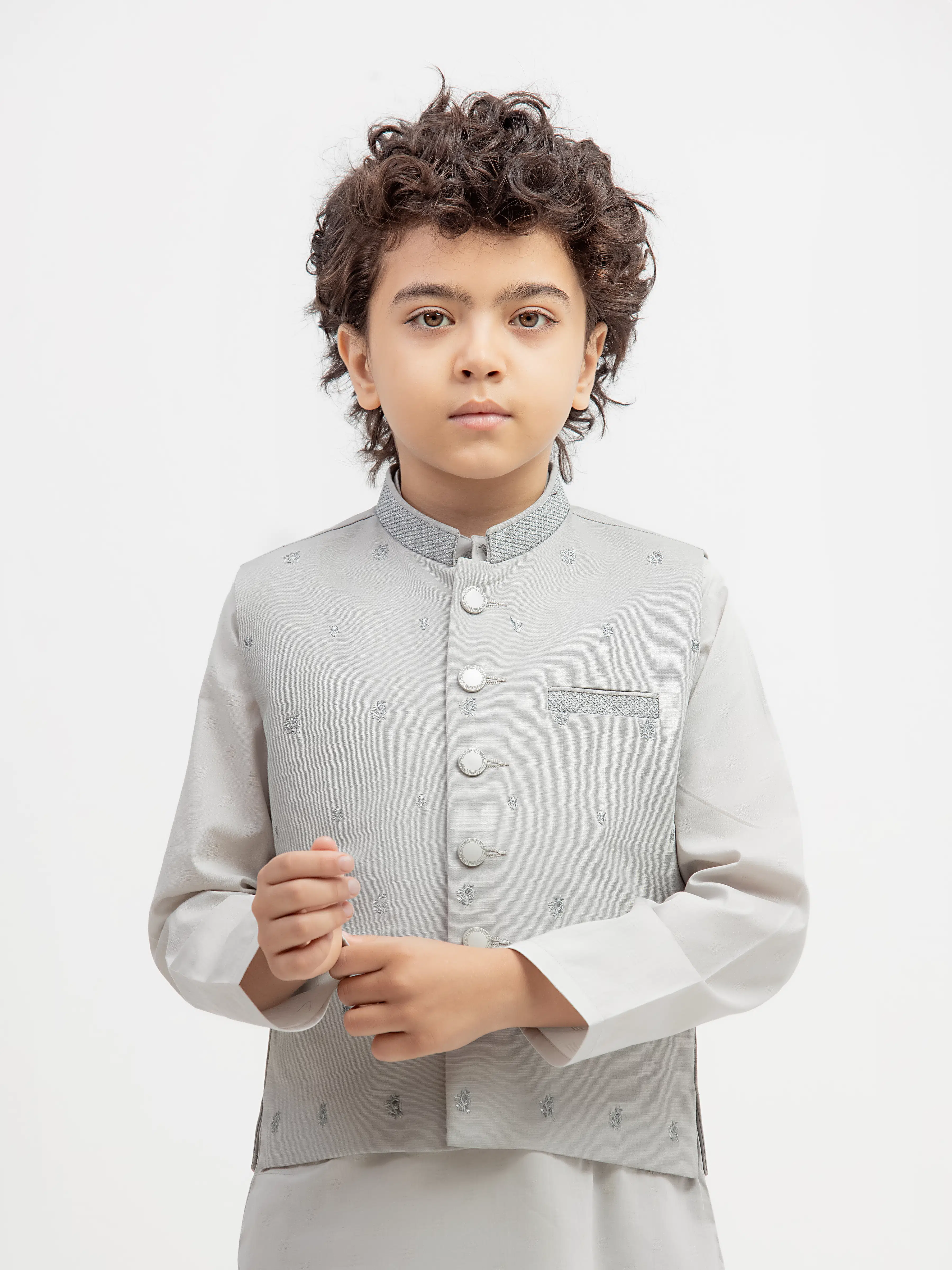Boy's Ash Grey Waist Coat Suit - ECBTWCS5-091 - Image 2