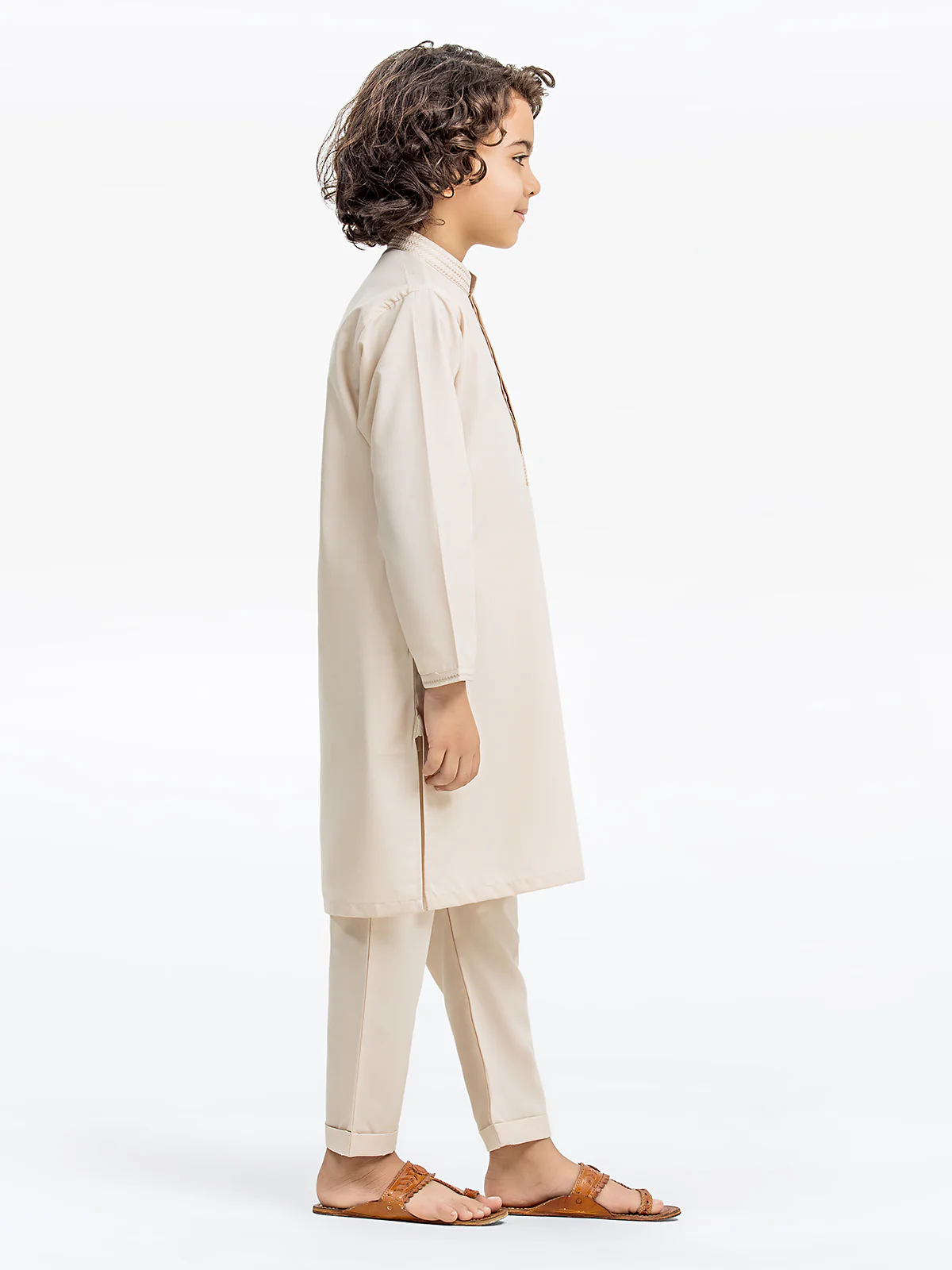 Boy's Beige Kurta Pajama - EBTKP24-006 - Image 4
