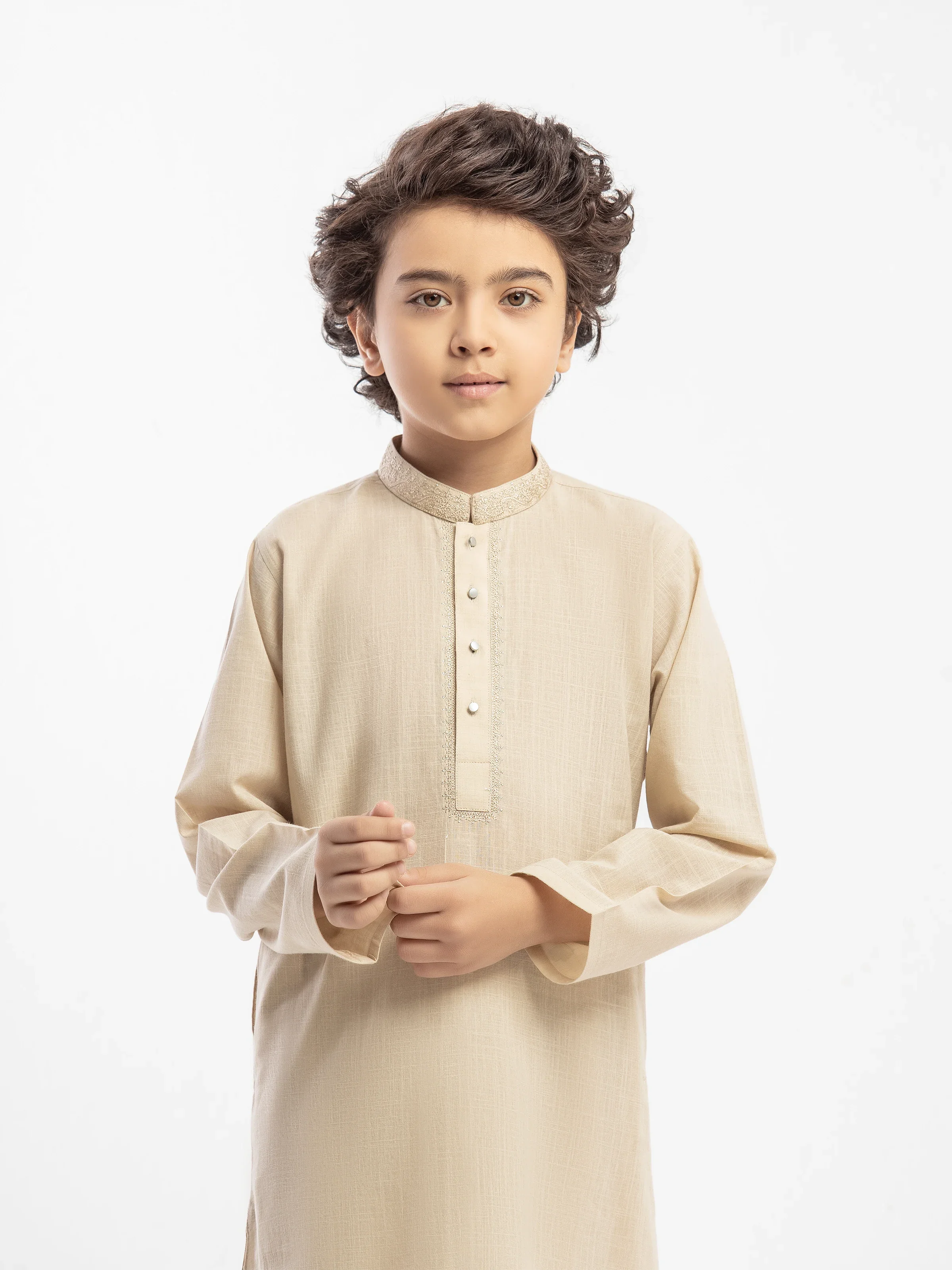 Boy's Beige Kurta Pajama - EBTKP5-030 - Image 2