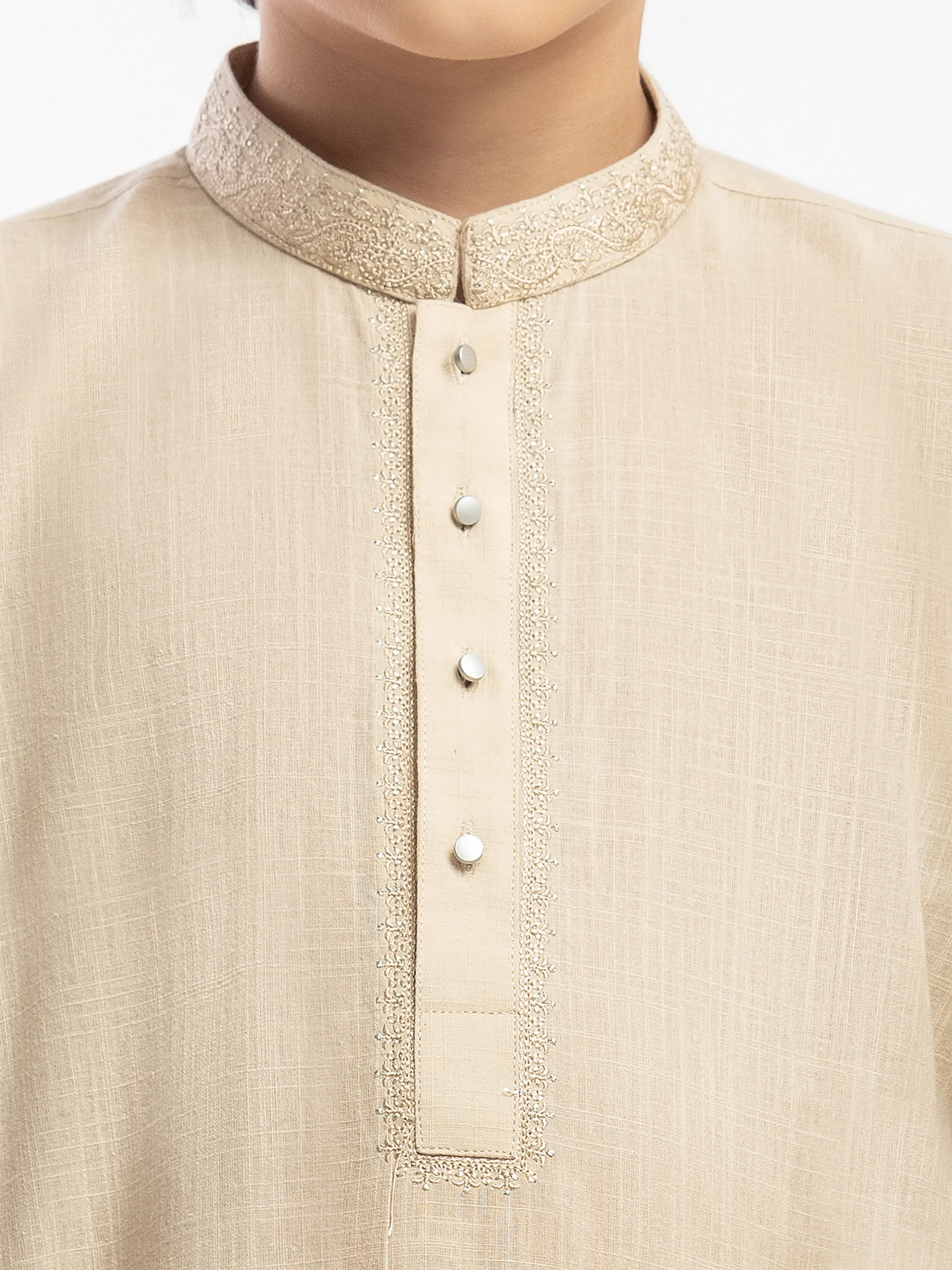 Boy's Beige Kurta Pajama - EBTKP5-030 - Image 3