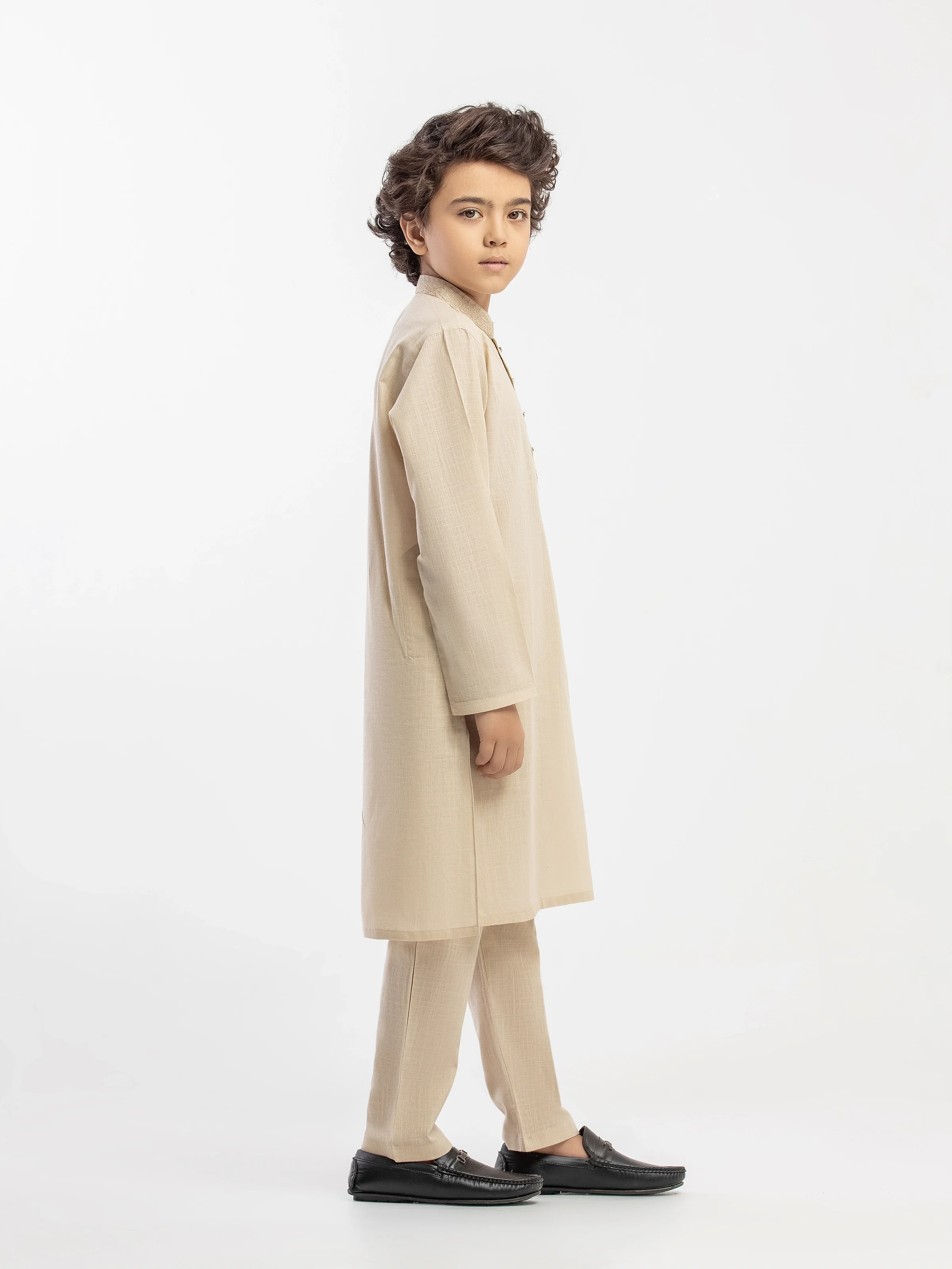 Boy's Beige Kurta Pajama - EBTKP5-030 - Image 4