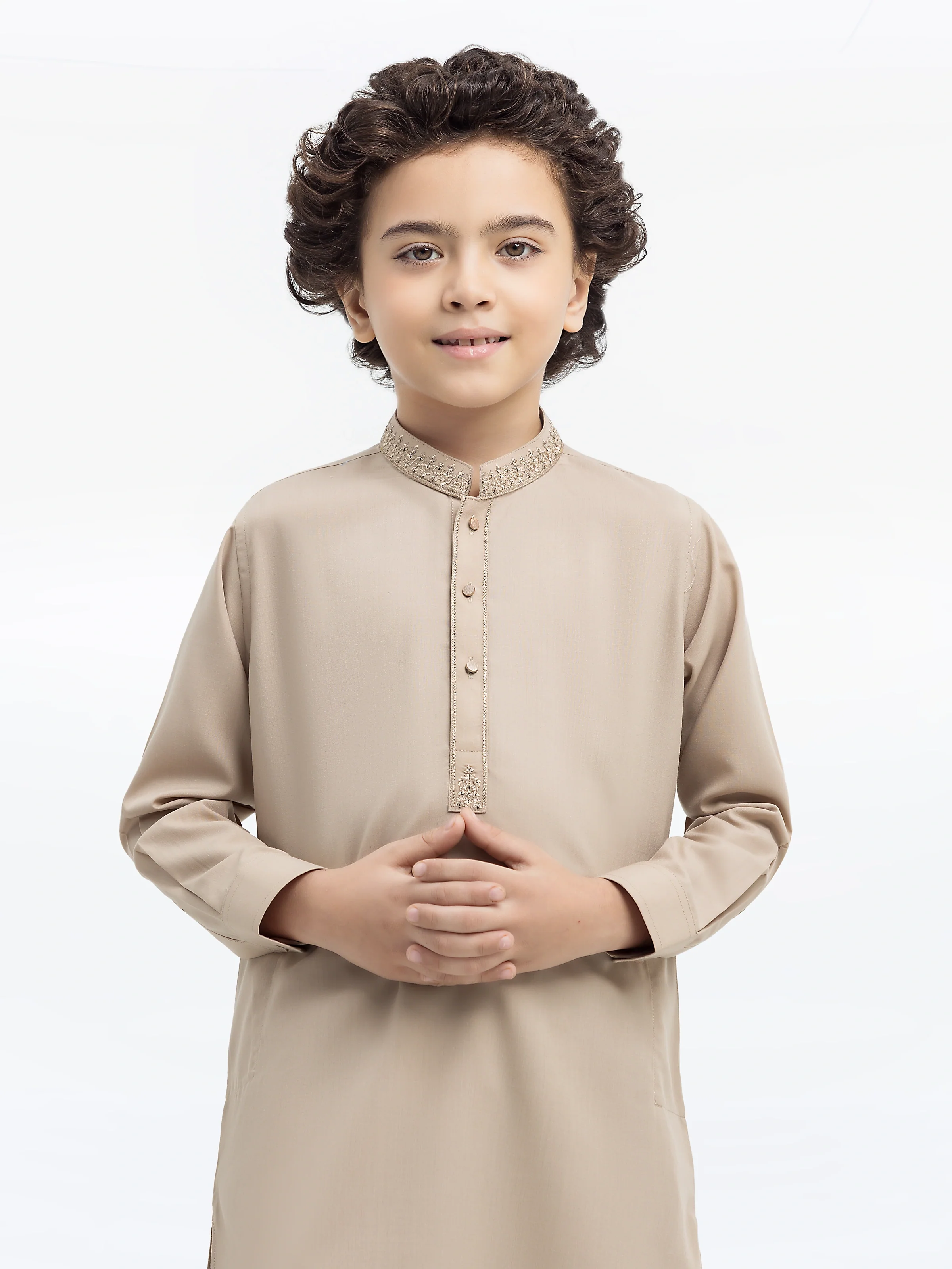 Boy's Beige Kurta Shalwar - EBTKS24-3983 - Image 2