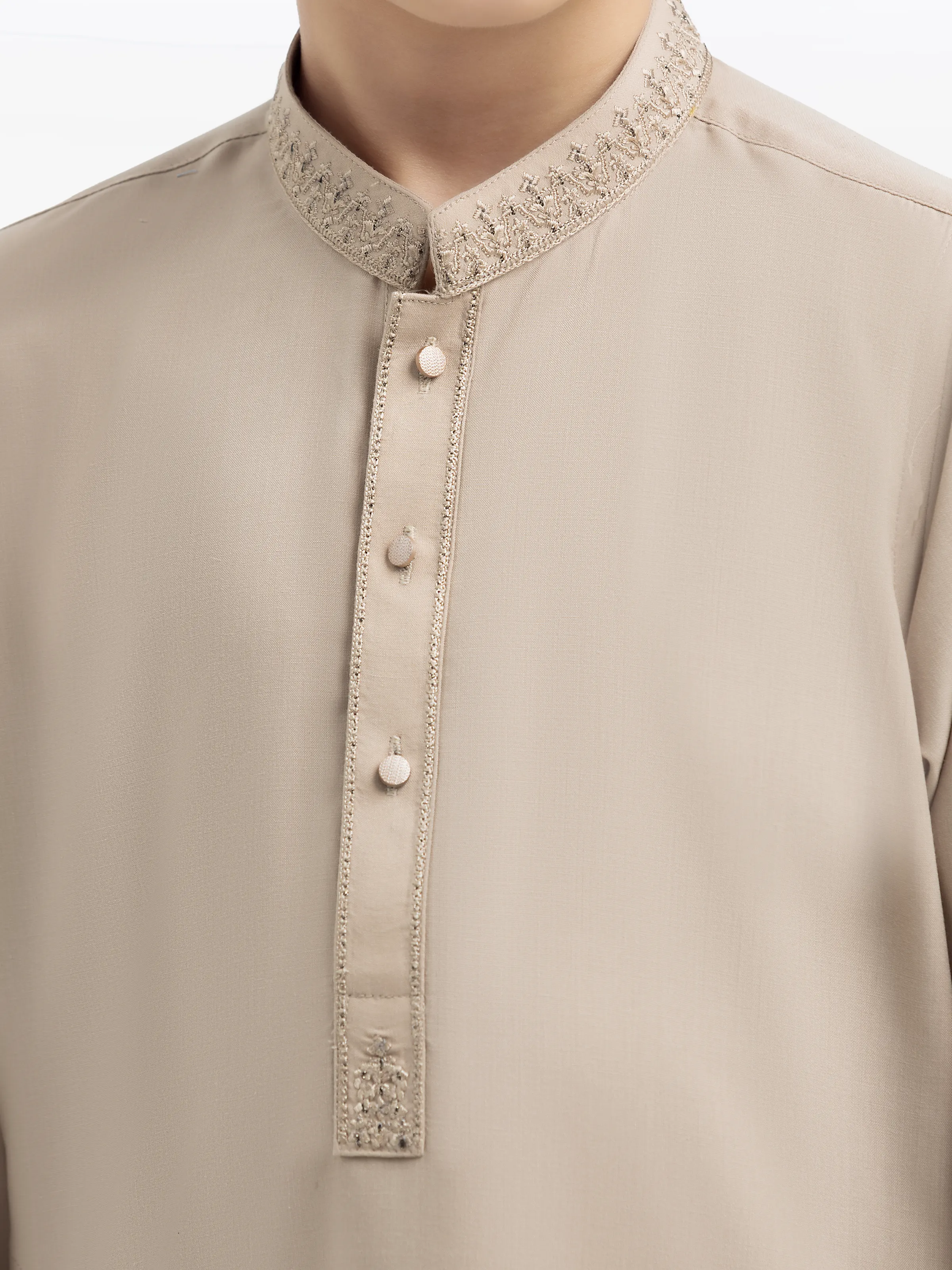 Boy's Beige Kurta Shalwar - EBTKS24-3983 - Image 3
