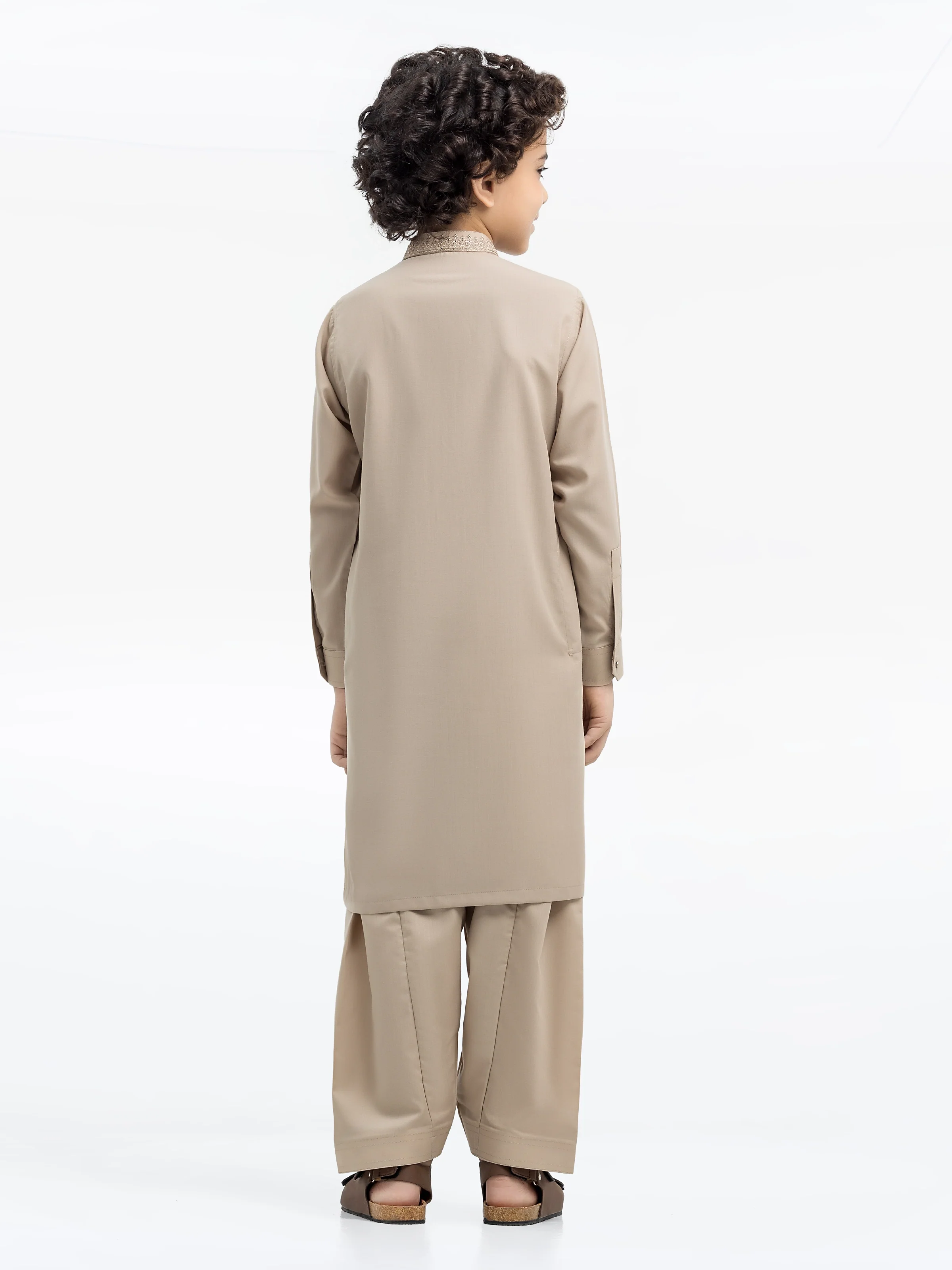 Boy's Beige Kurta Shalwar - EBTKS24-3983 - Image 5