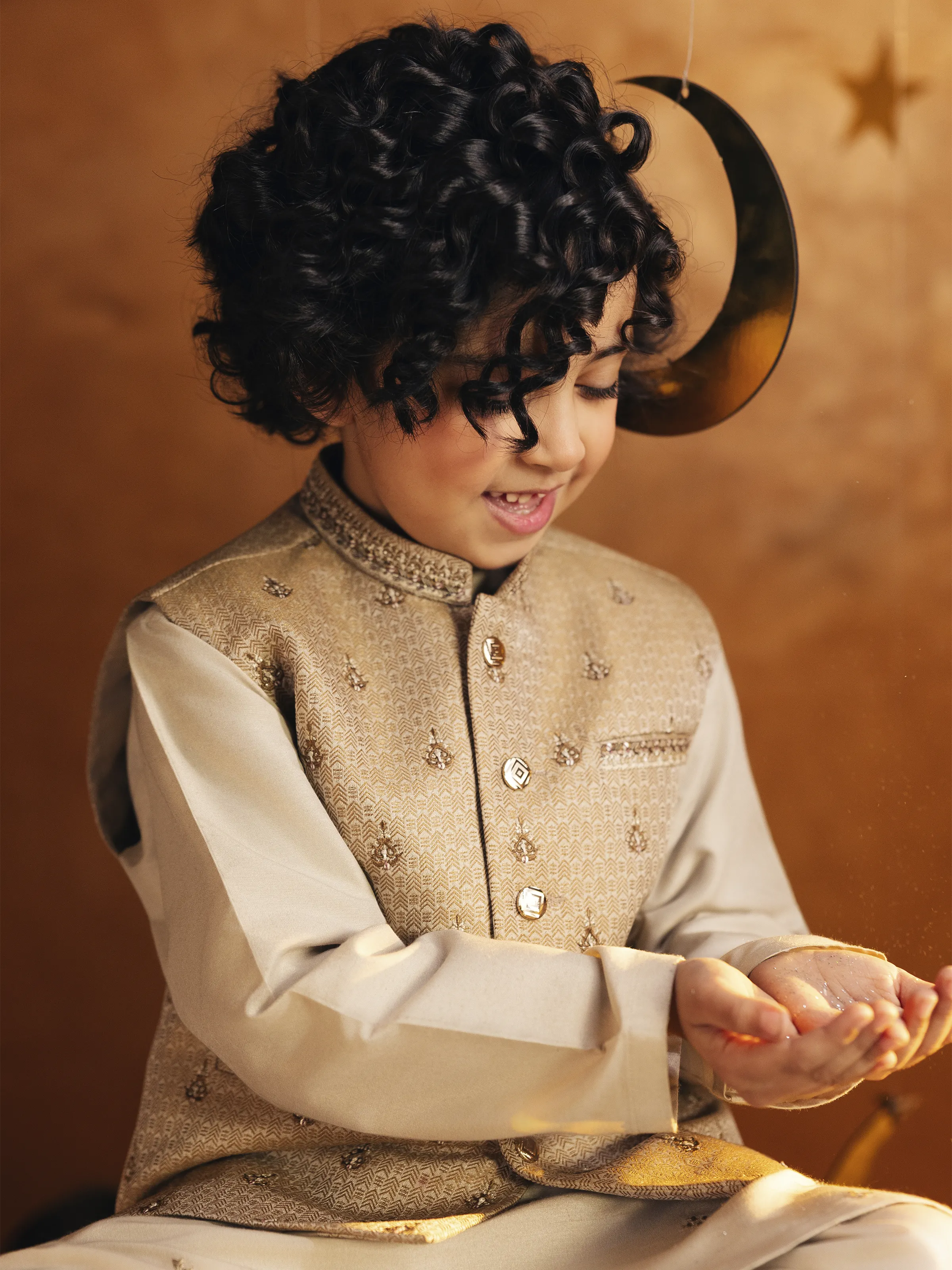 Boy's Beige Waist Coat Suit - EBTWCSC5-049 - Image 3