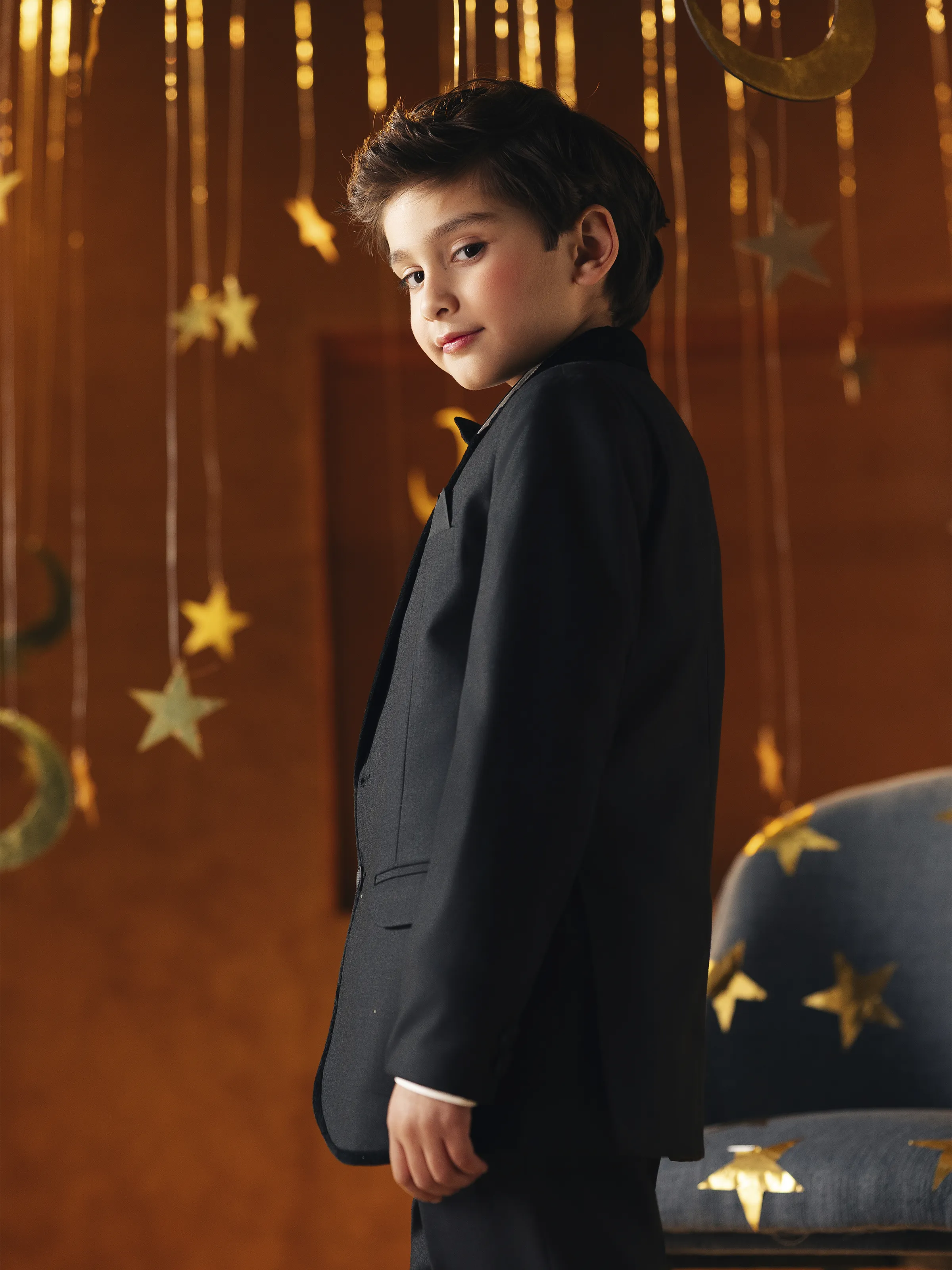 Boy's Black Notch Collar Tuxedo Suit - EBTCPC5-4513 - Image 3