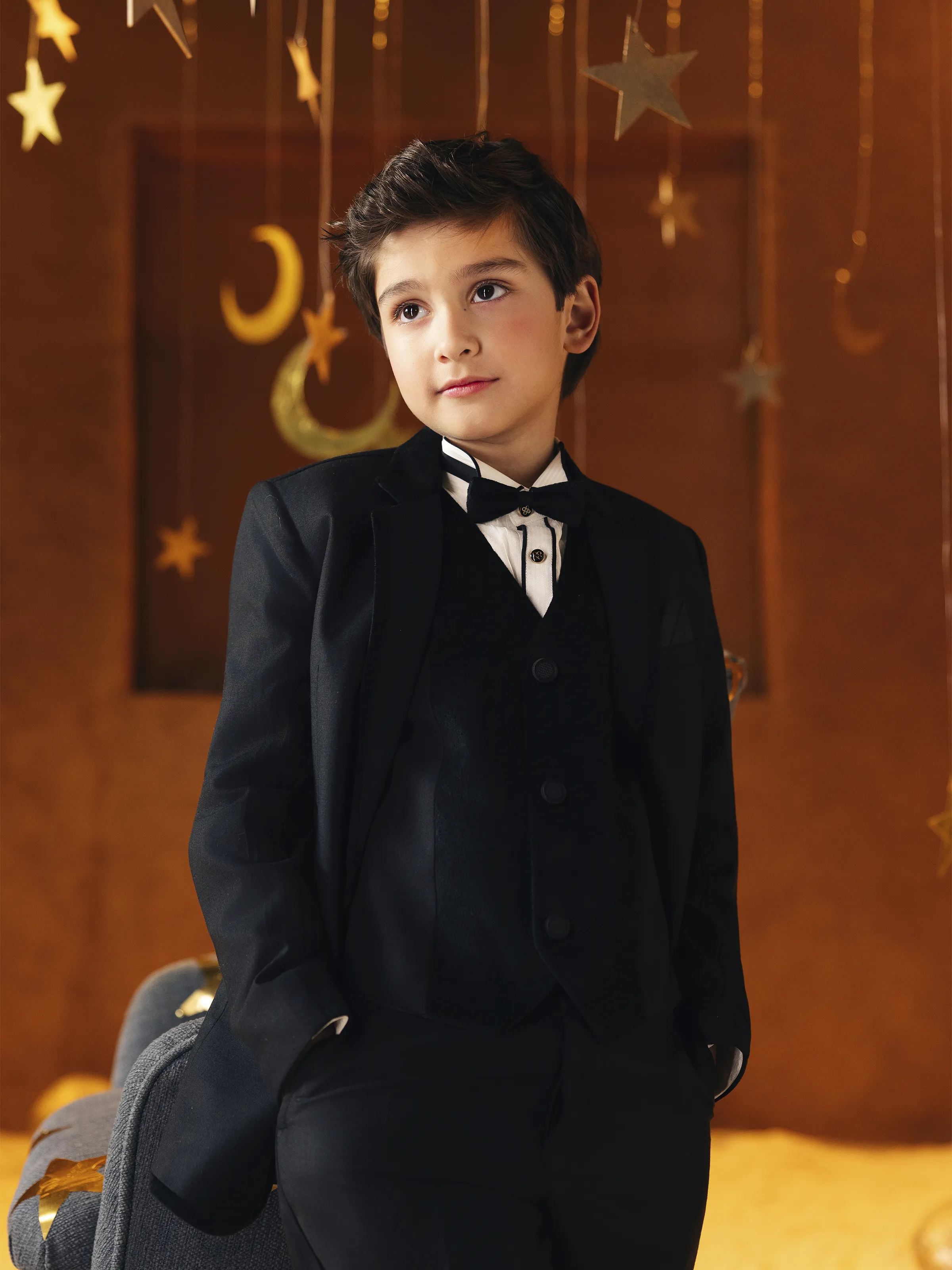 Boy's Black Notch Collar Tuxedo Suit - EBTCPC5-4513 - Image 4