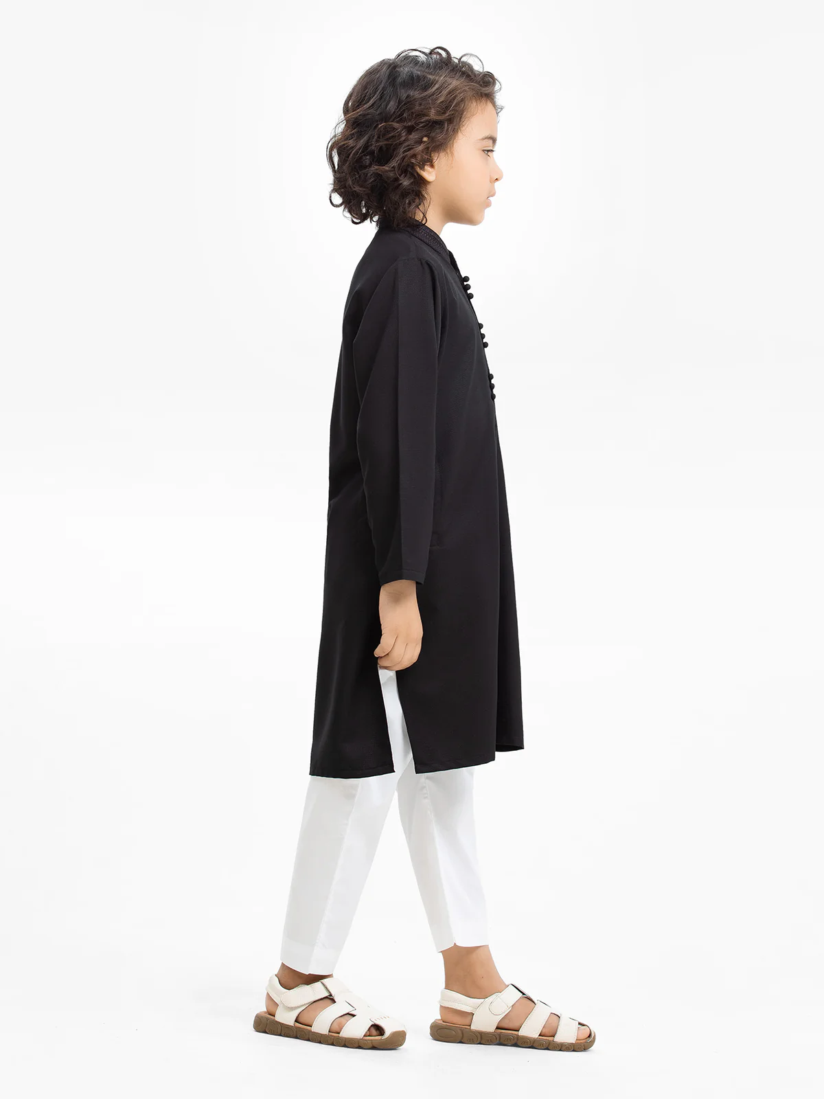 Boy's Black Kurta - EBTK24-3953 - Image 2
