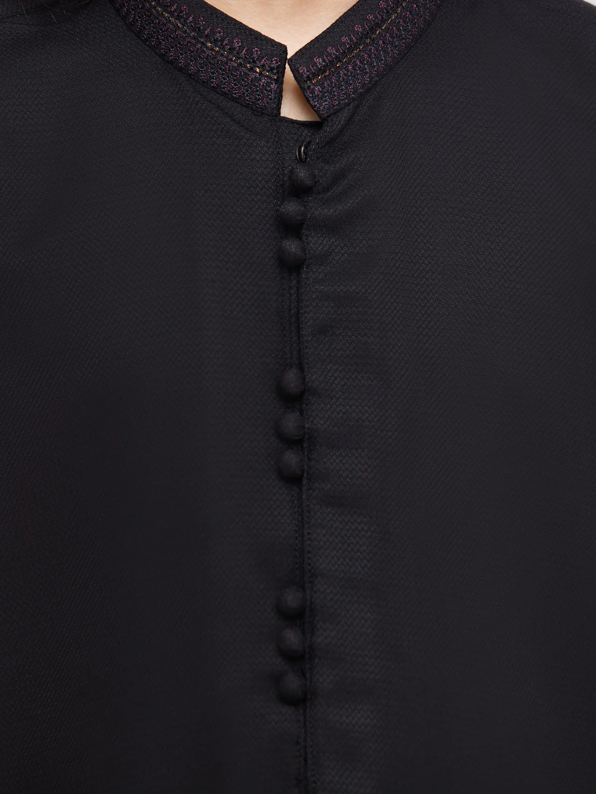 Boy's Black Kurta - EBTK24-3953 - Image 3