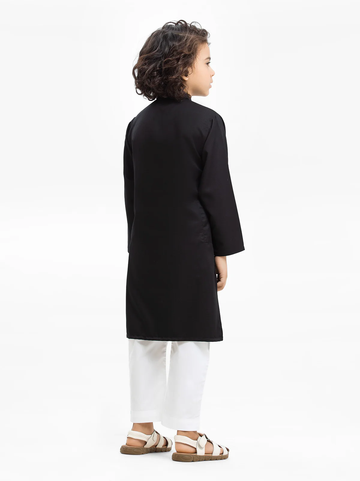 Boy's Black Kurta - EBTK24-3953 - Image 4