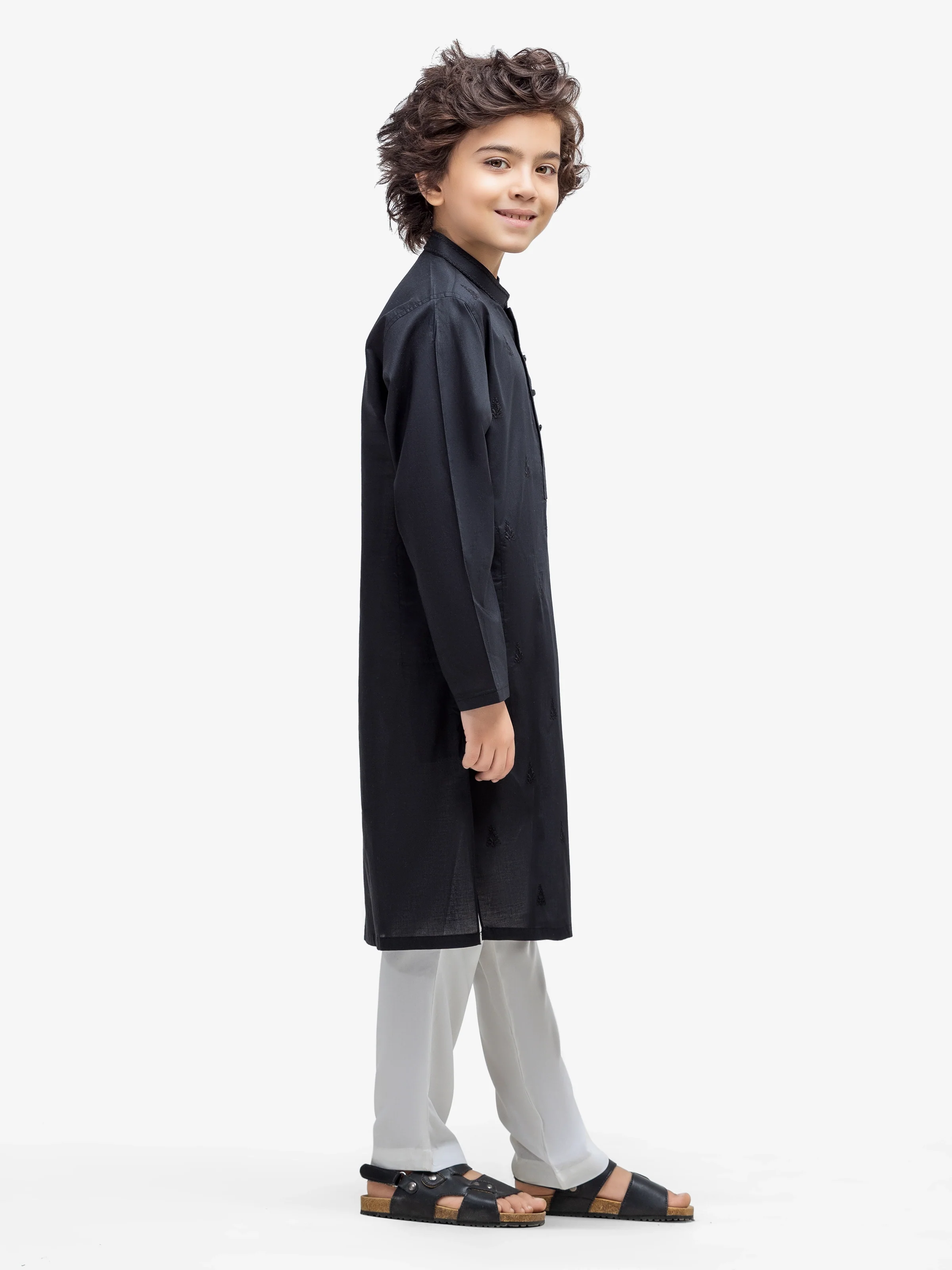 Boy's Black Kurta - EBTK25-3993 - Image 4