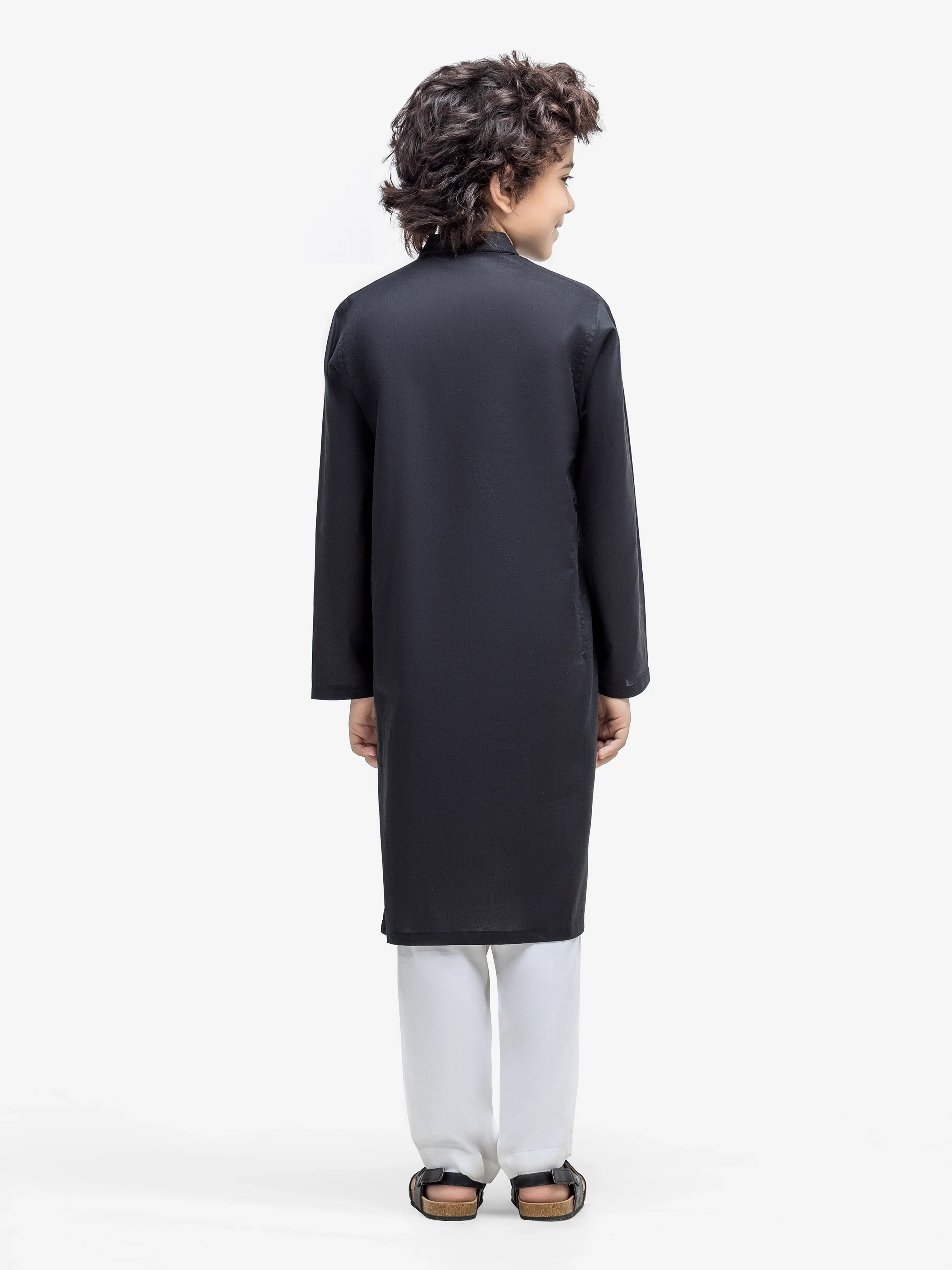 Boy's Black Kurta - EBTK25-3993 - Image 5