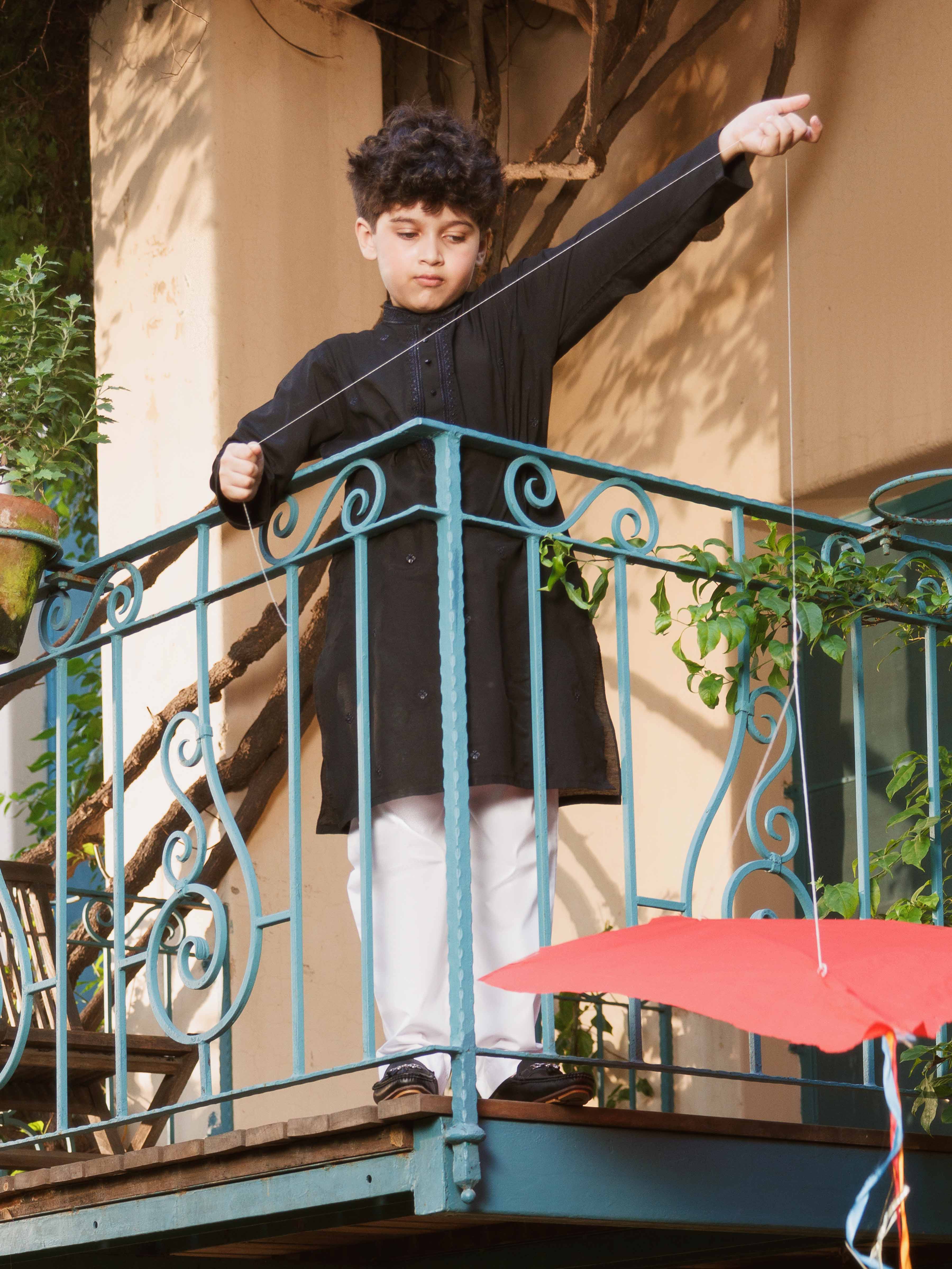 Boy's Black Kurta - EBTKC5-021 - Image 5