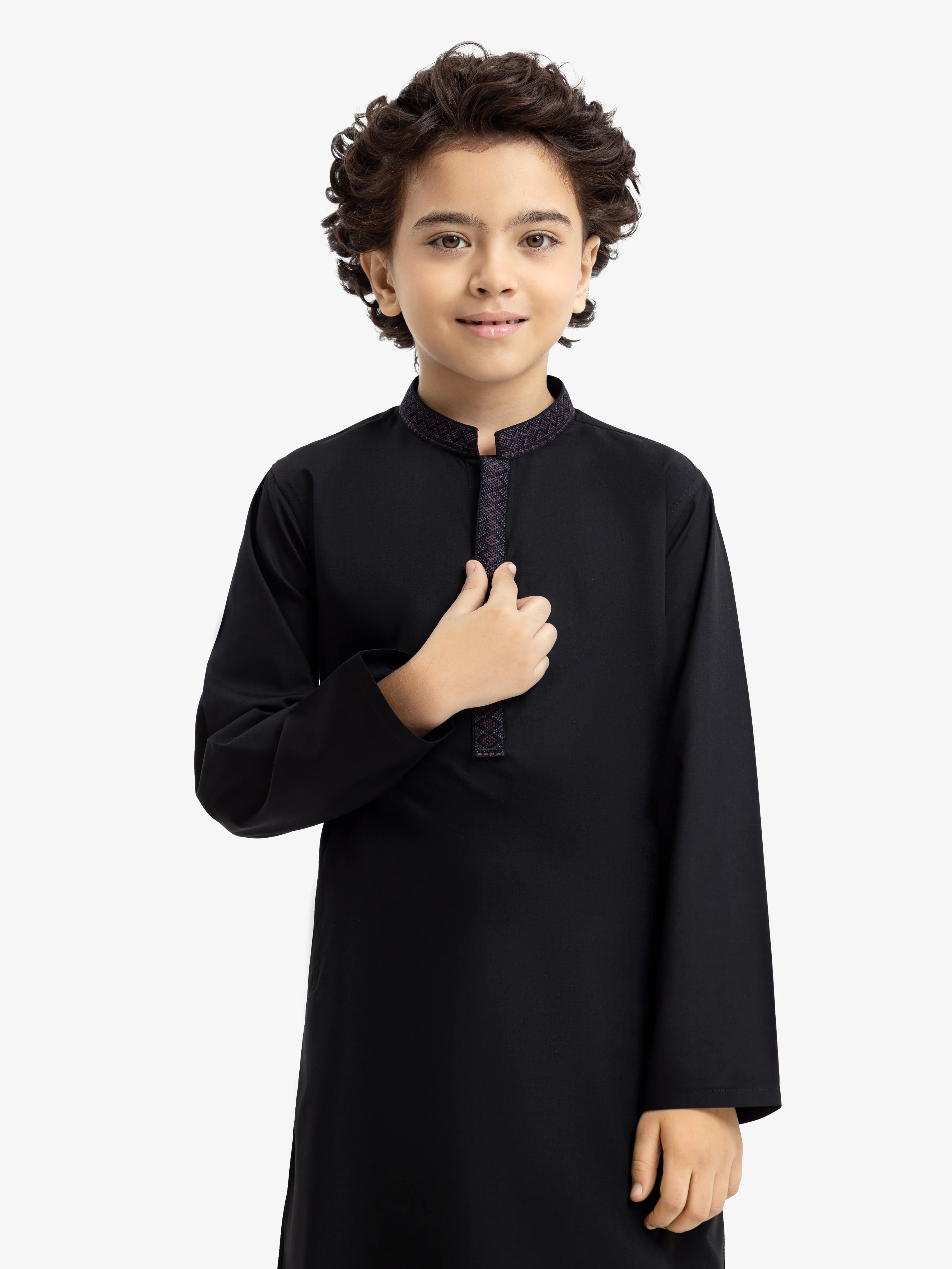 Boy's Black Kurta Shalwar - EBTKS24-3974 - Image 2