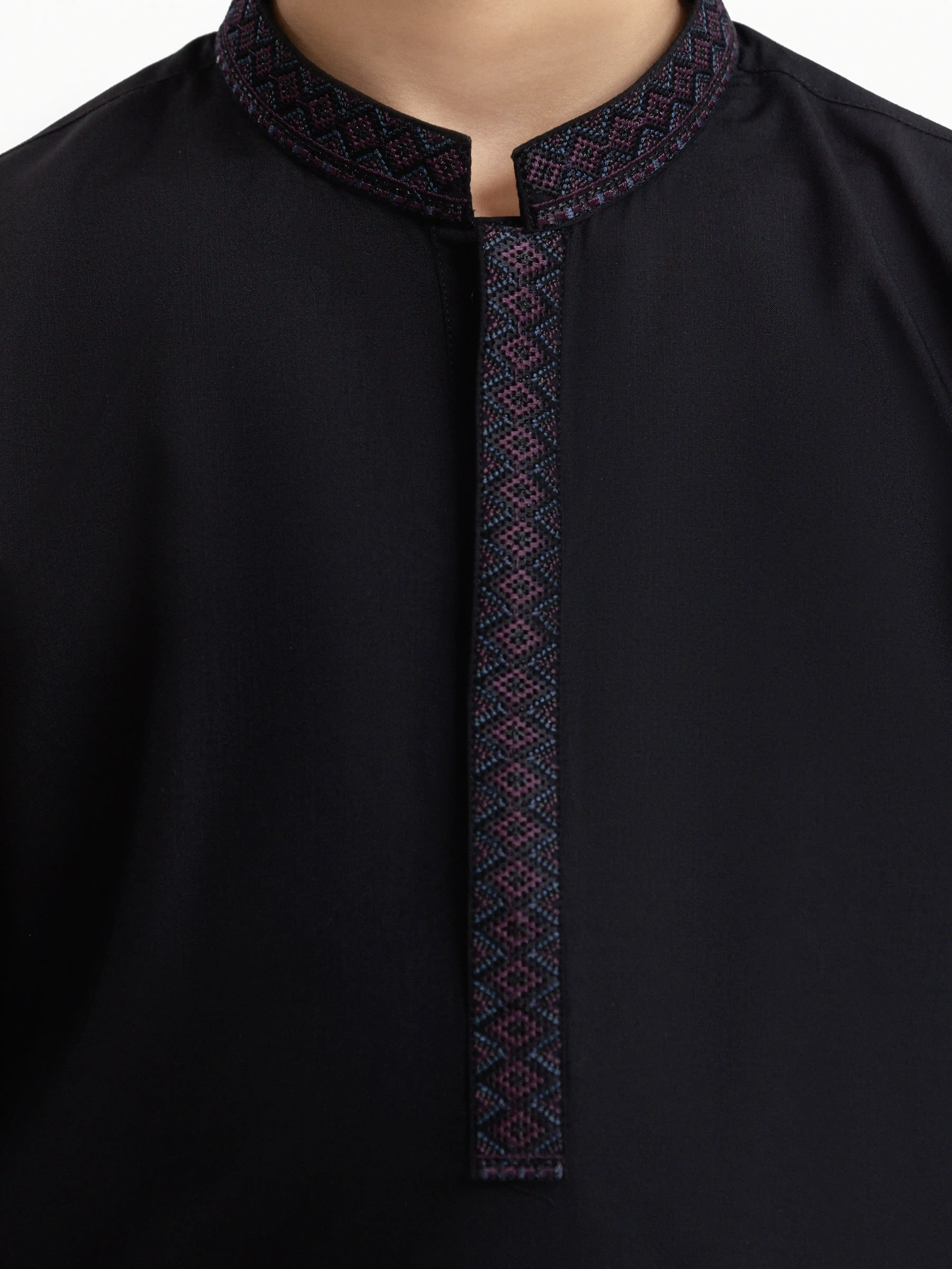 Boy's Black Kurta Shalwar - EBTKS24-3974 - Image 3