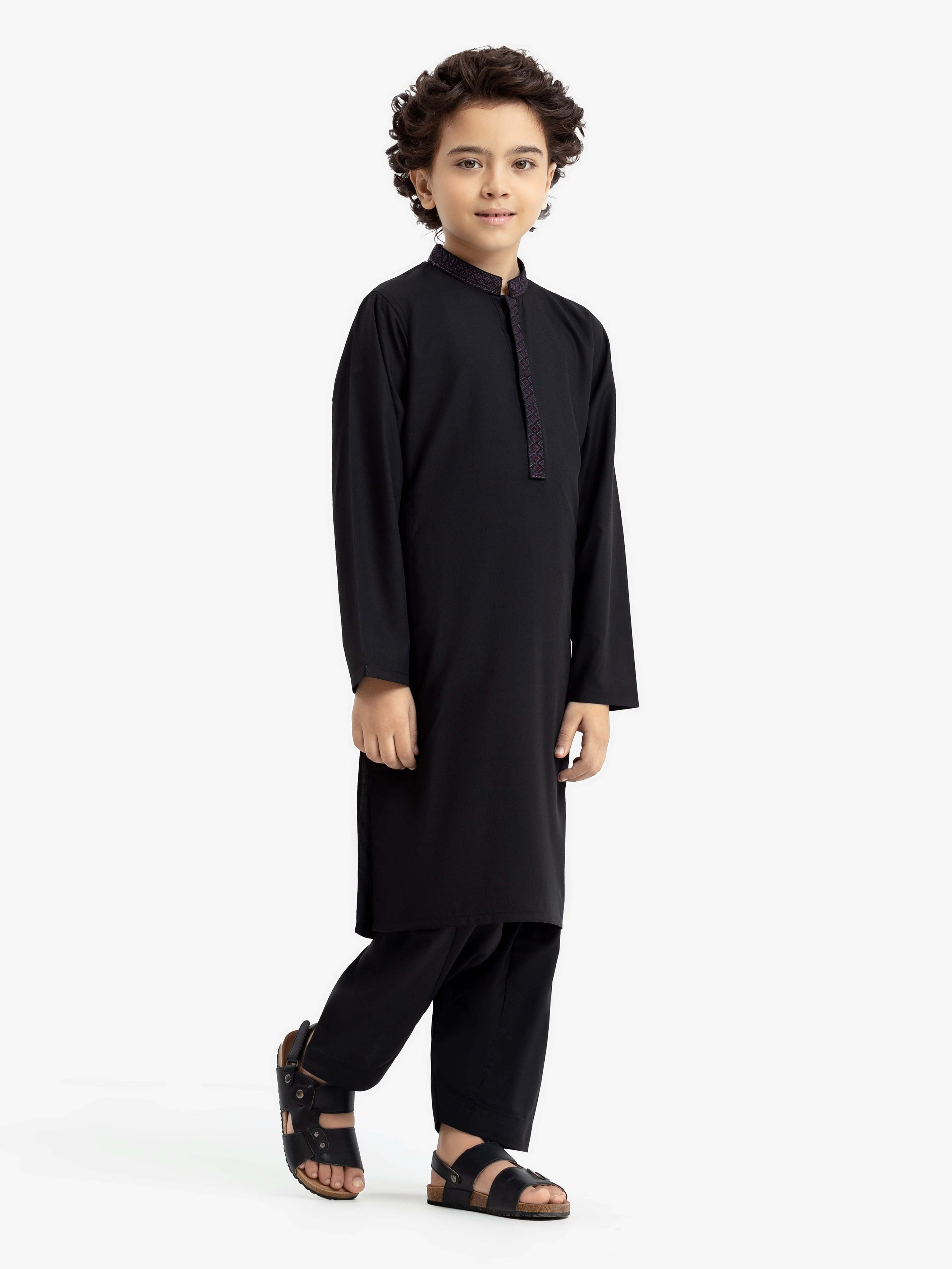 Boy's Black Kurta Shalwar - EBTKS24-3974 - Image 4