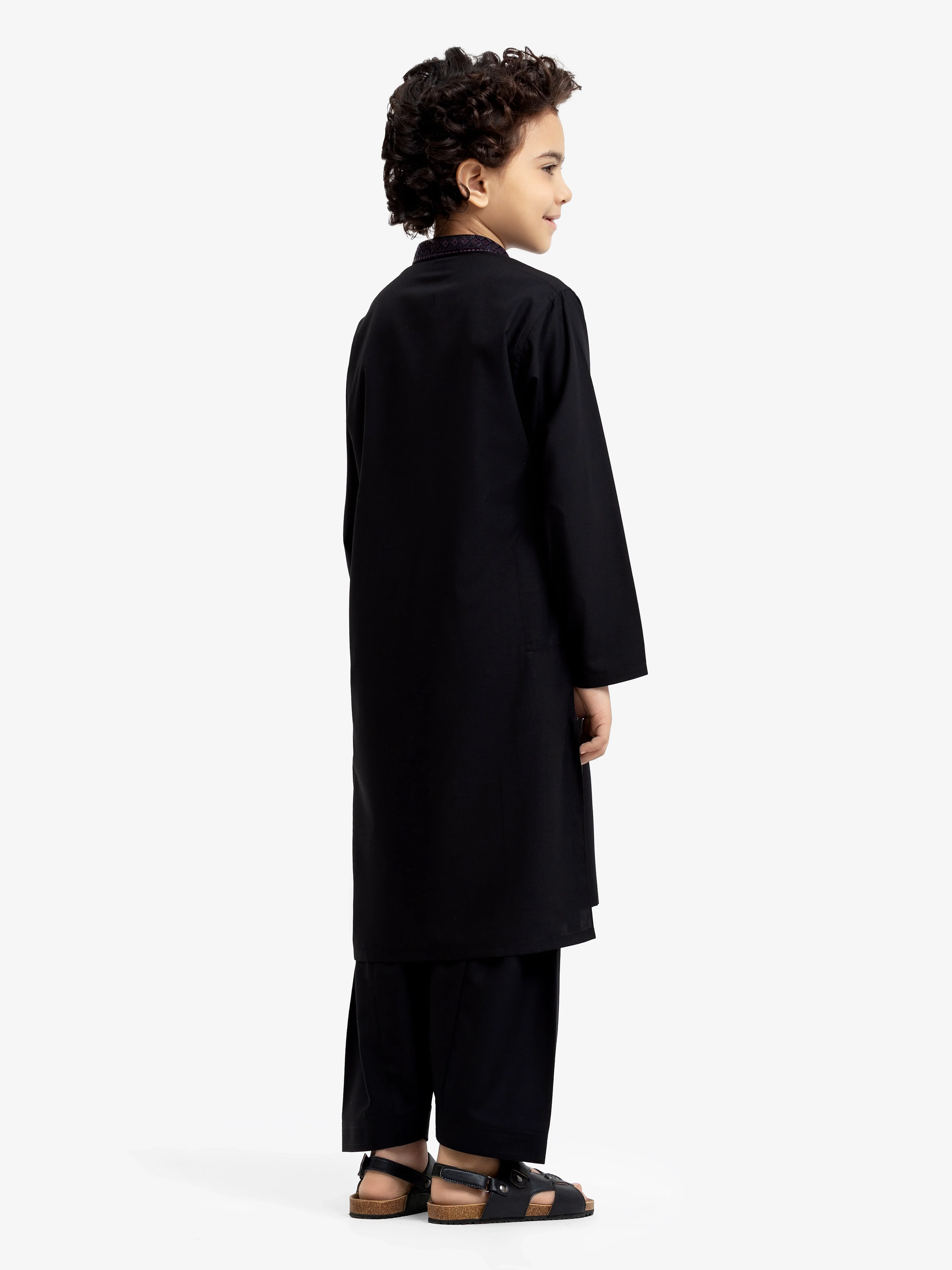 Boy's Black Kurta Shalwar - EBTKS24-3974 - Image 5